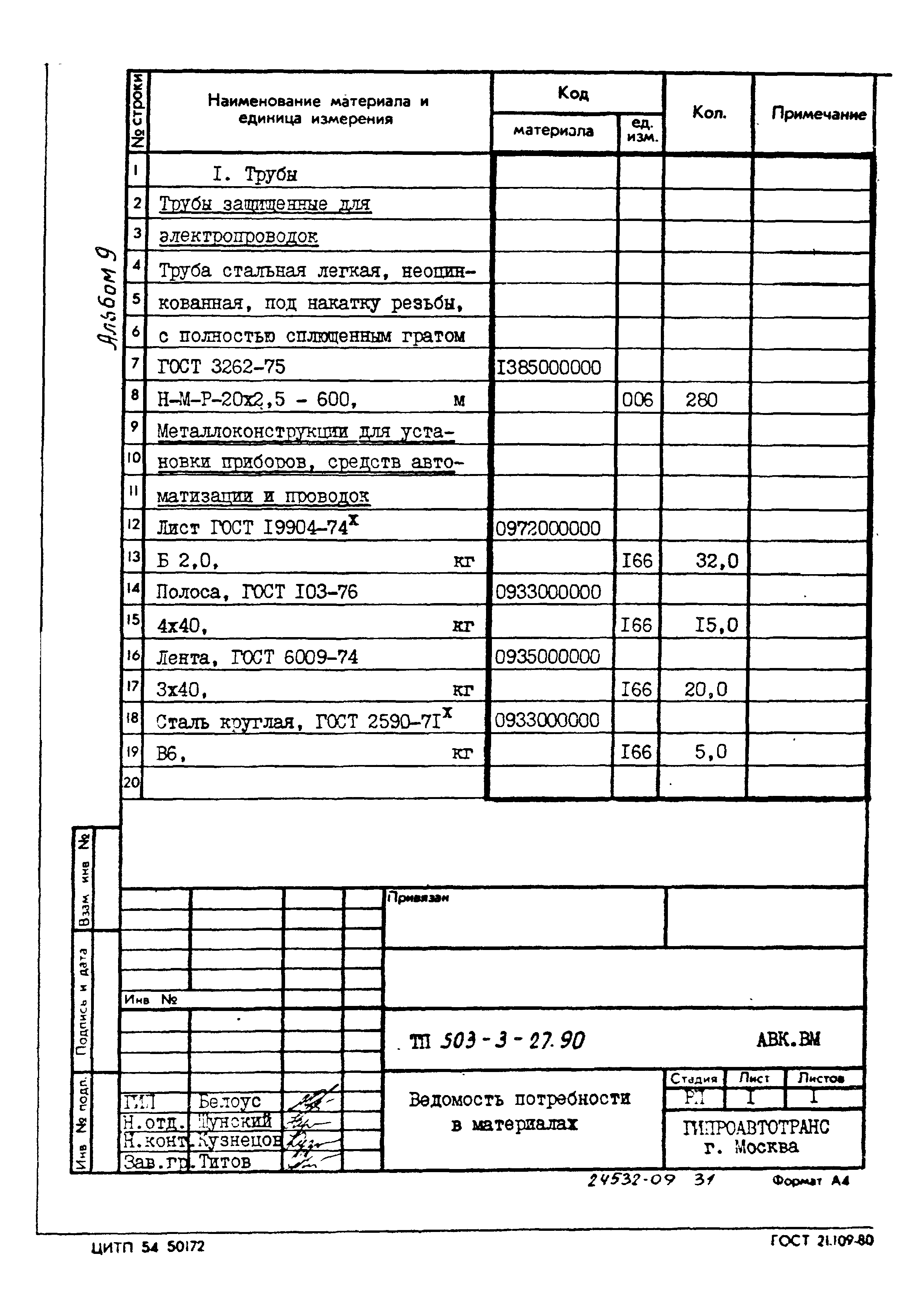 Типовой проект 503-3-27.90