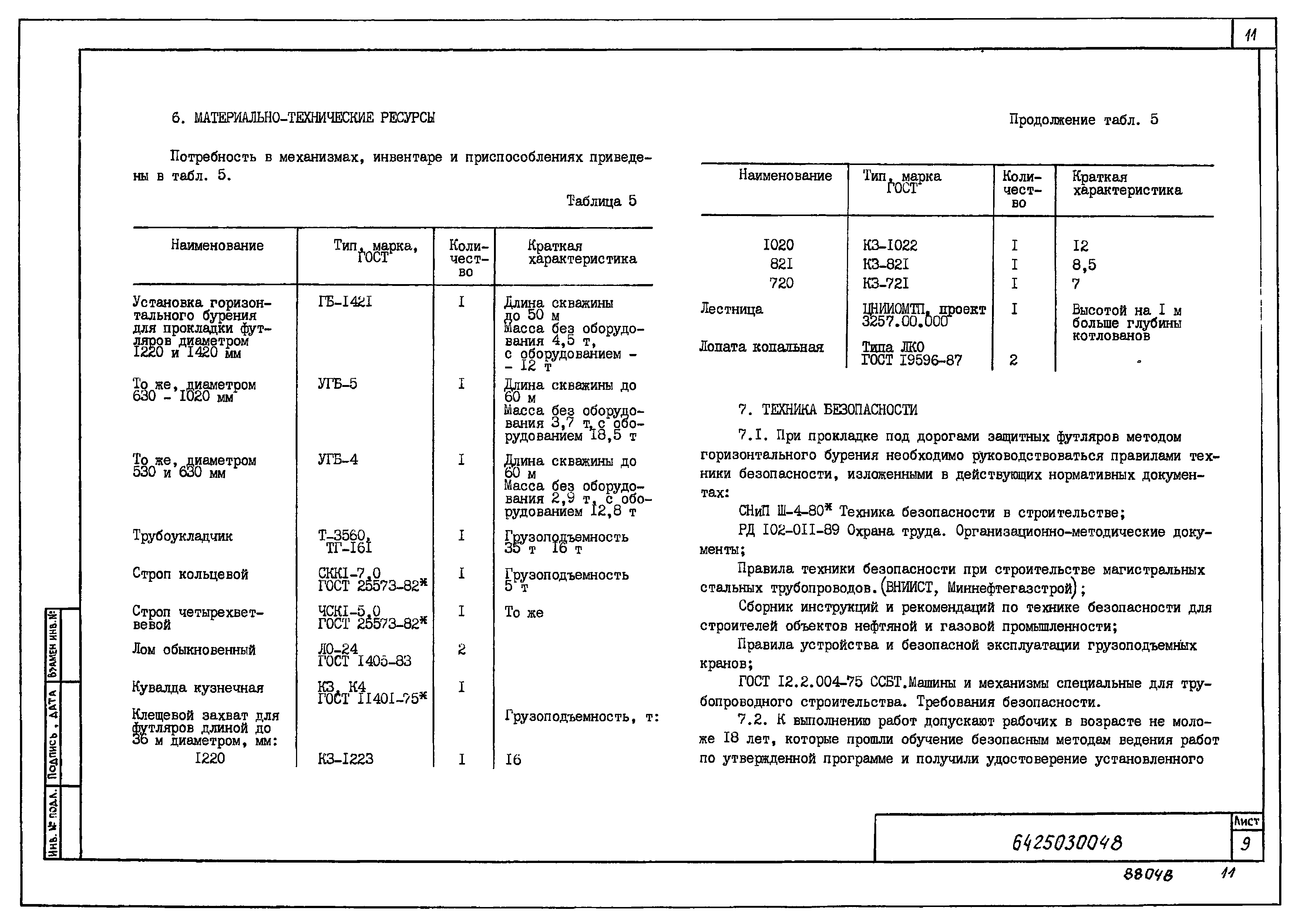 Технологическая карта 6425030048/88048