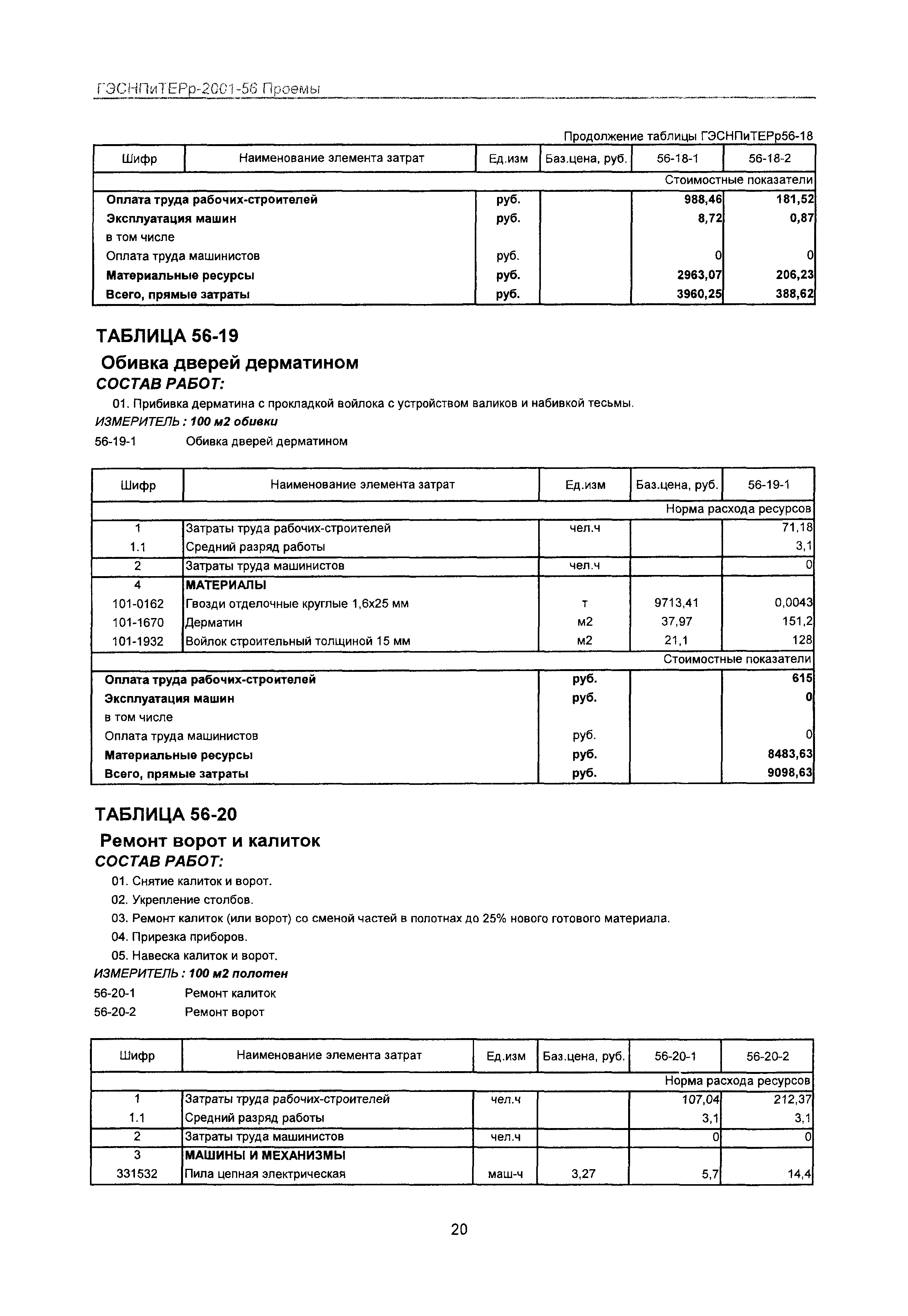 ГЭСНПиТЕРр 2001-56 Московской области