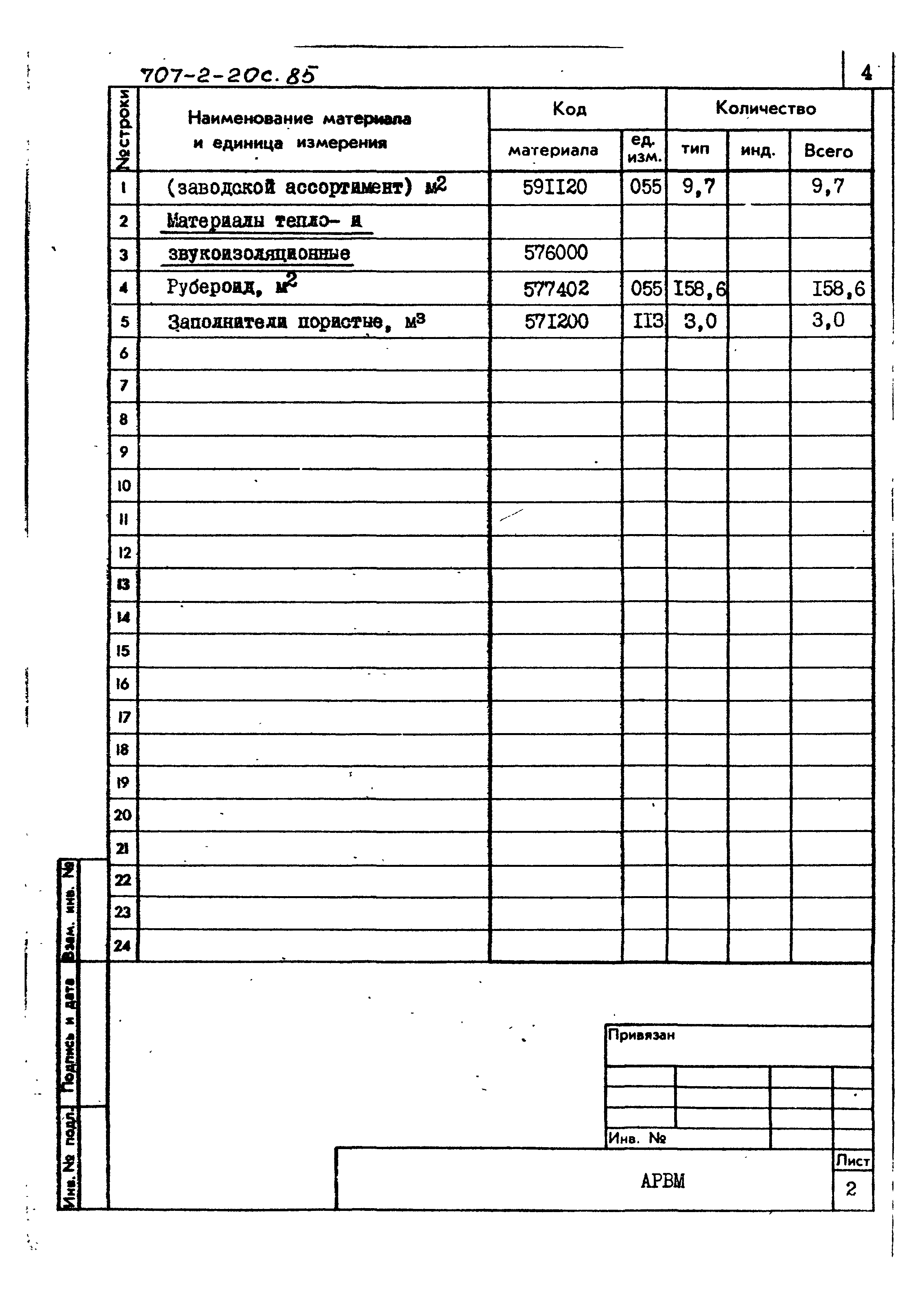 Типовой проект 707-2-20с.85