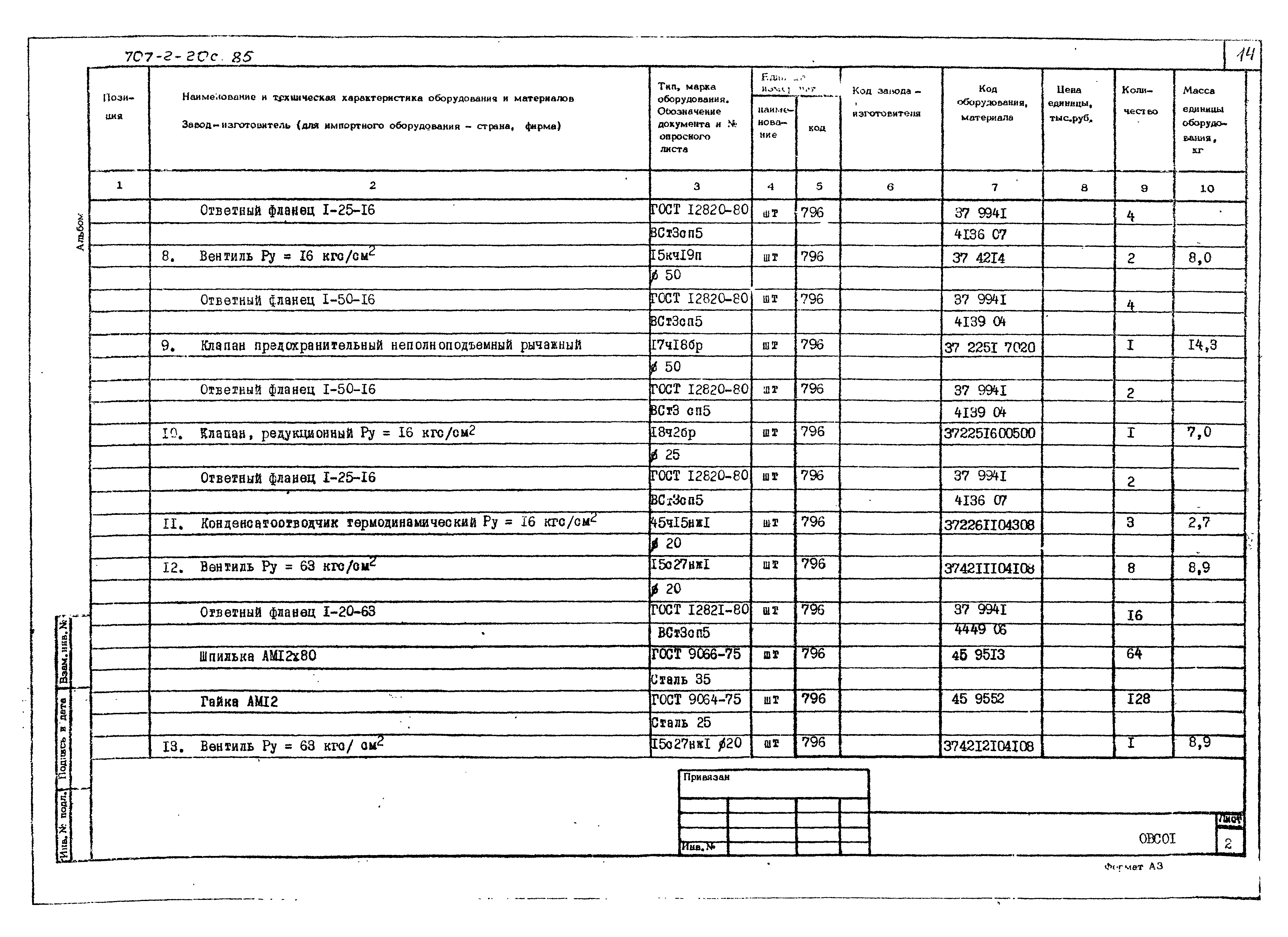 Типовой проект 707-2-20с.85