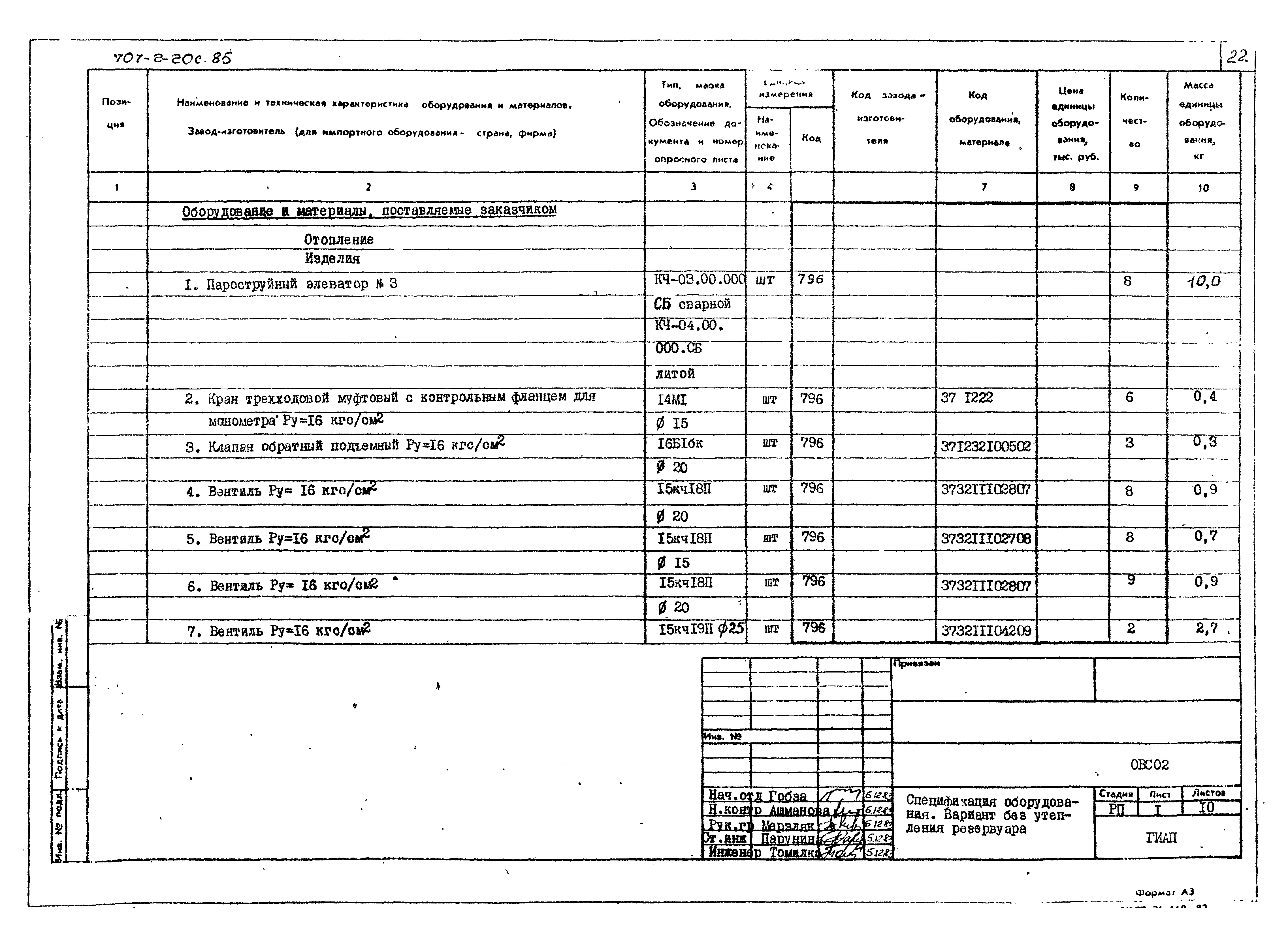 Типовой проект 707-2-20с.85