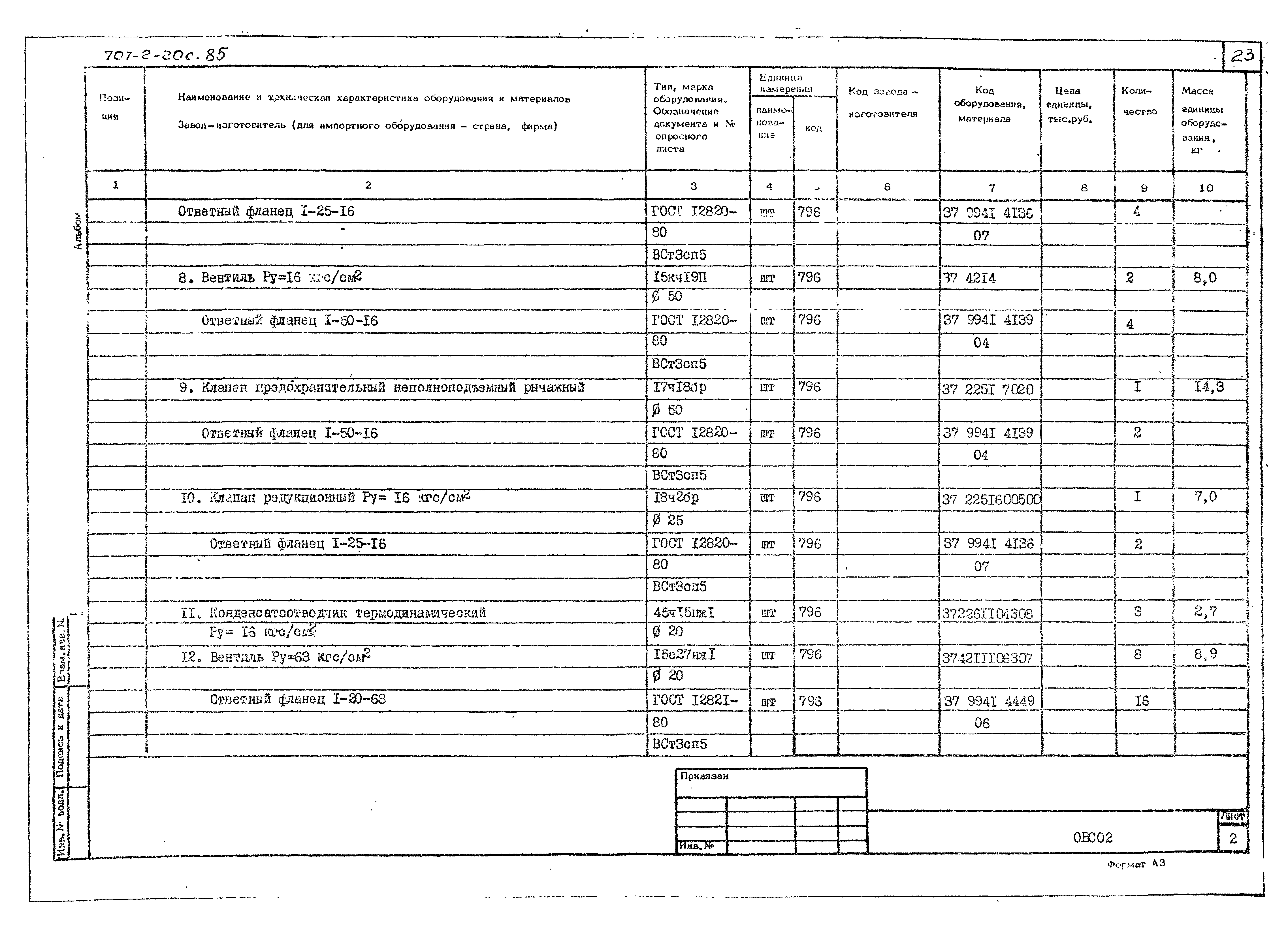 Типовой проект 707-2-20с.85