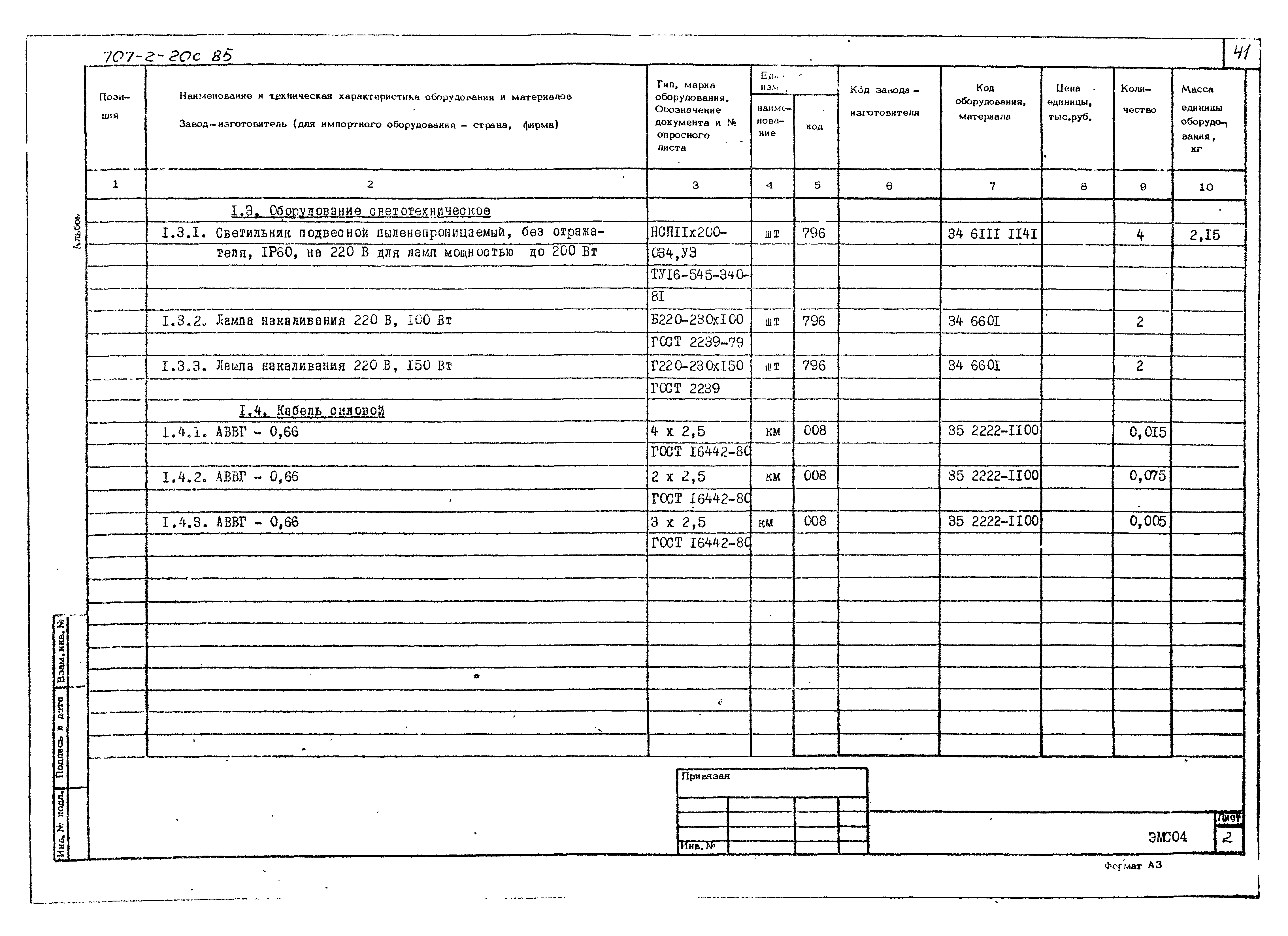 Типовой проект 707-2-20с.85