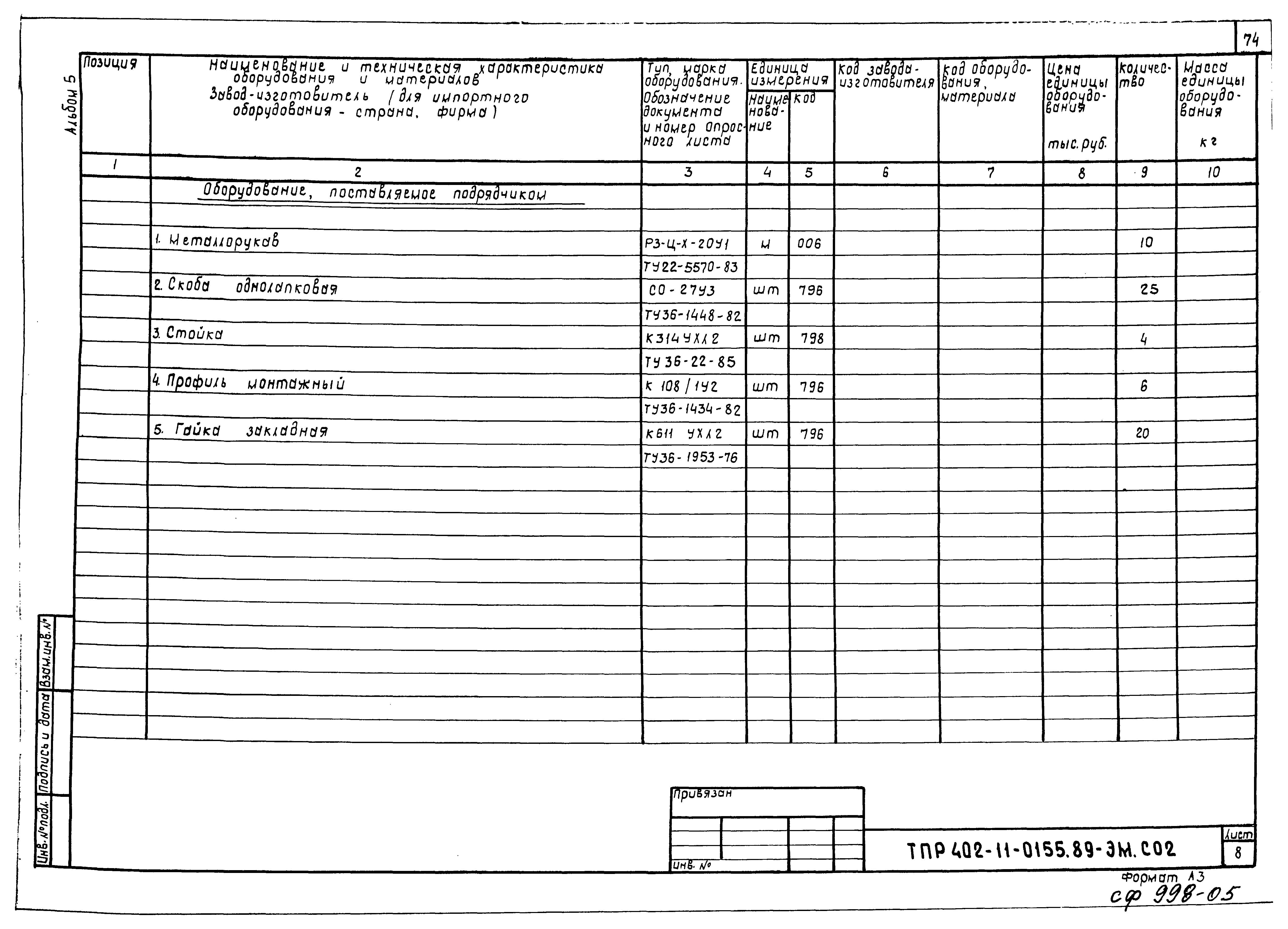 Типовые проектные решения 402-11-0155.89