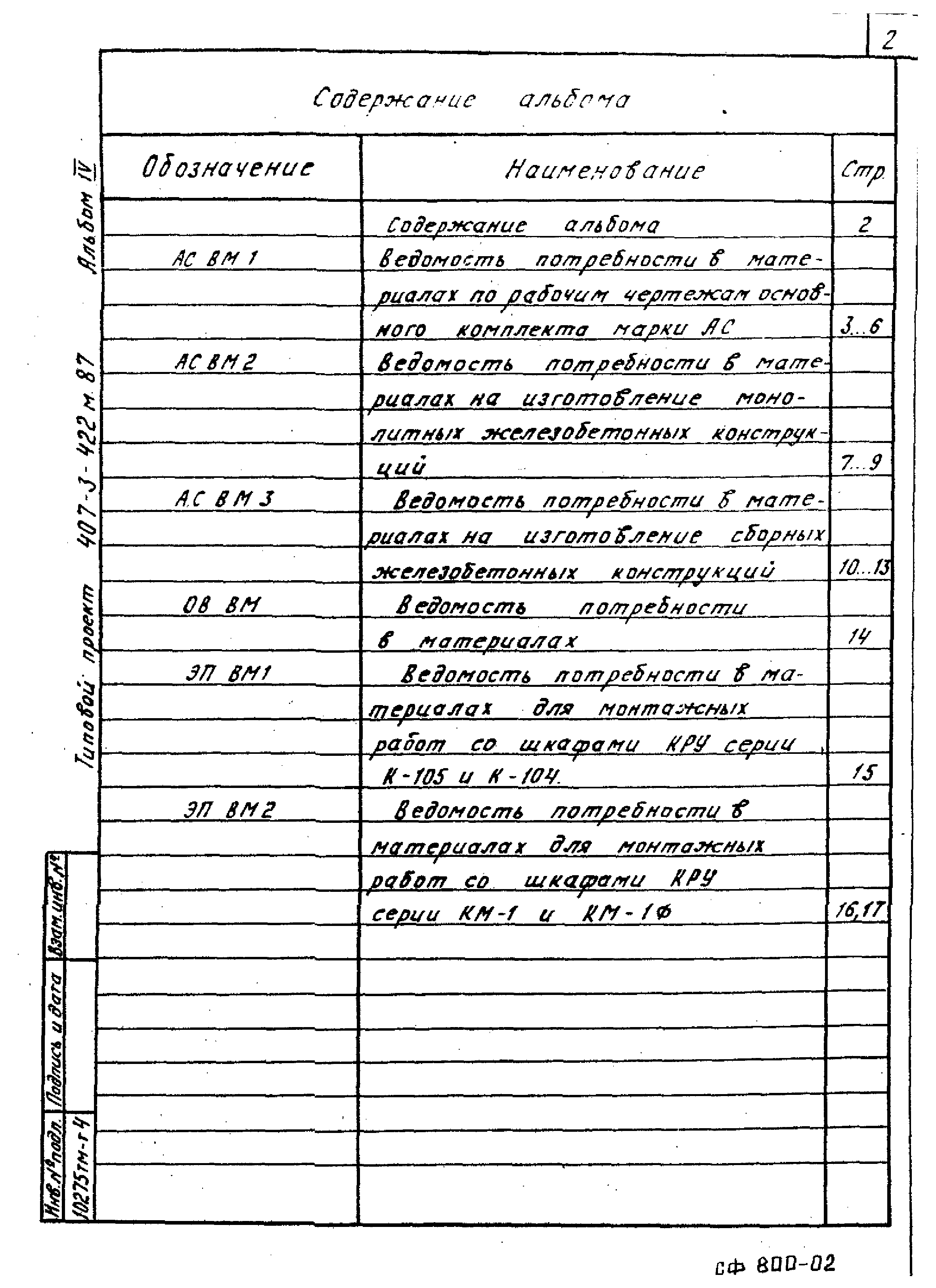 Типовой проект 407-3-422м.87