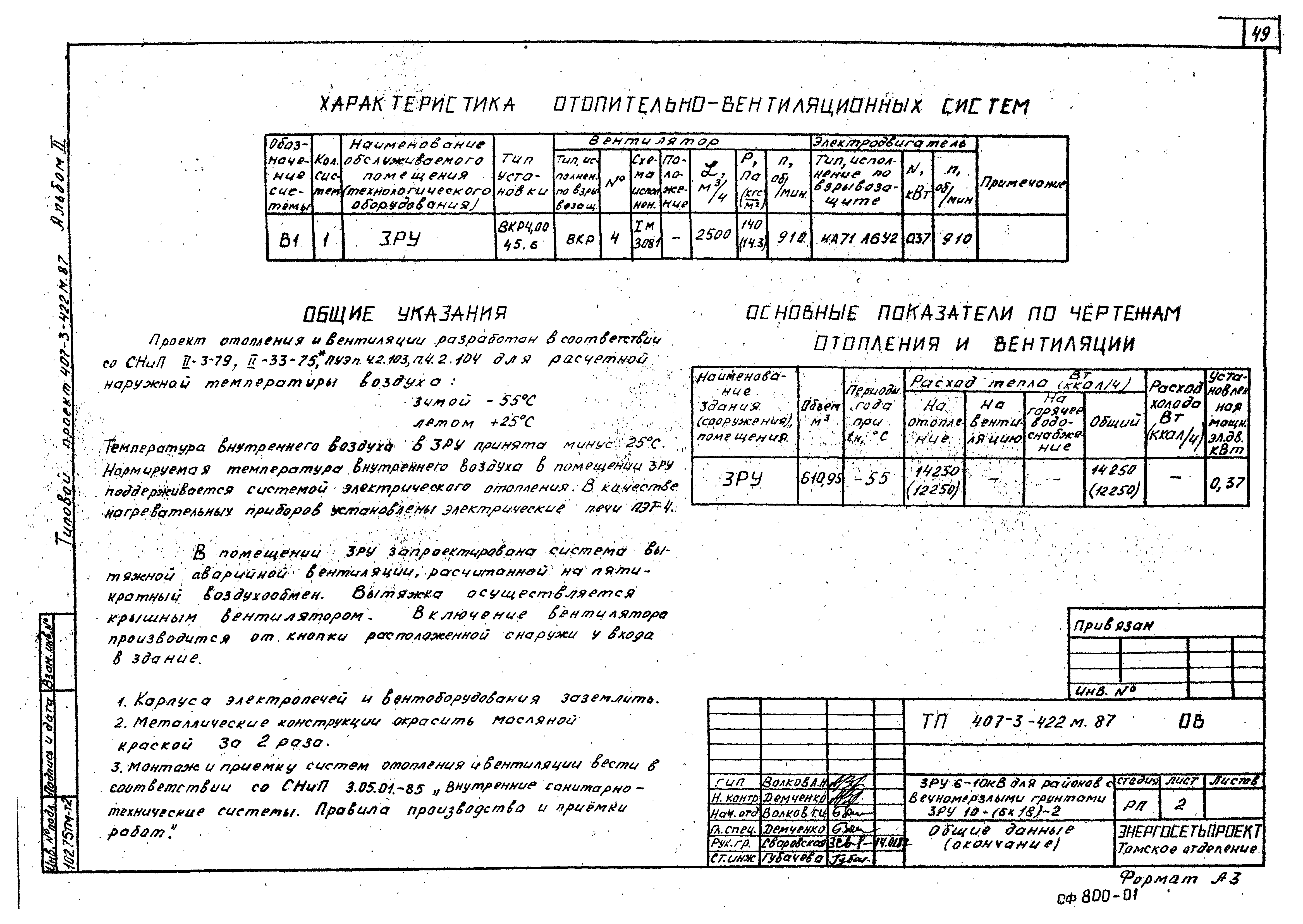 Типовой проект 407-3-422м.87