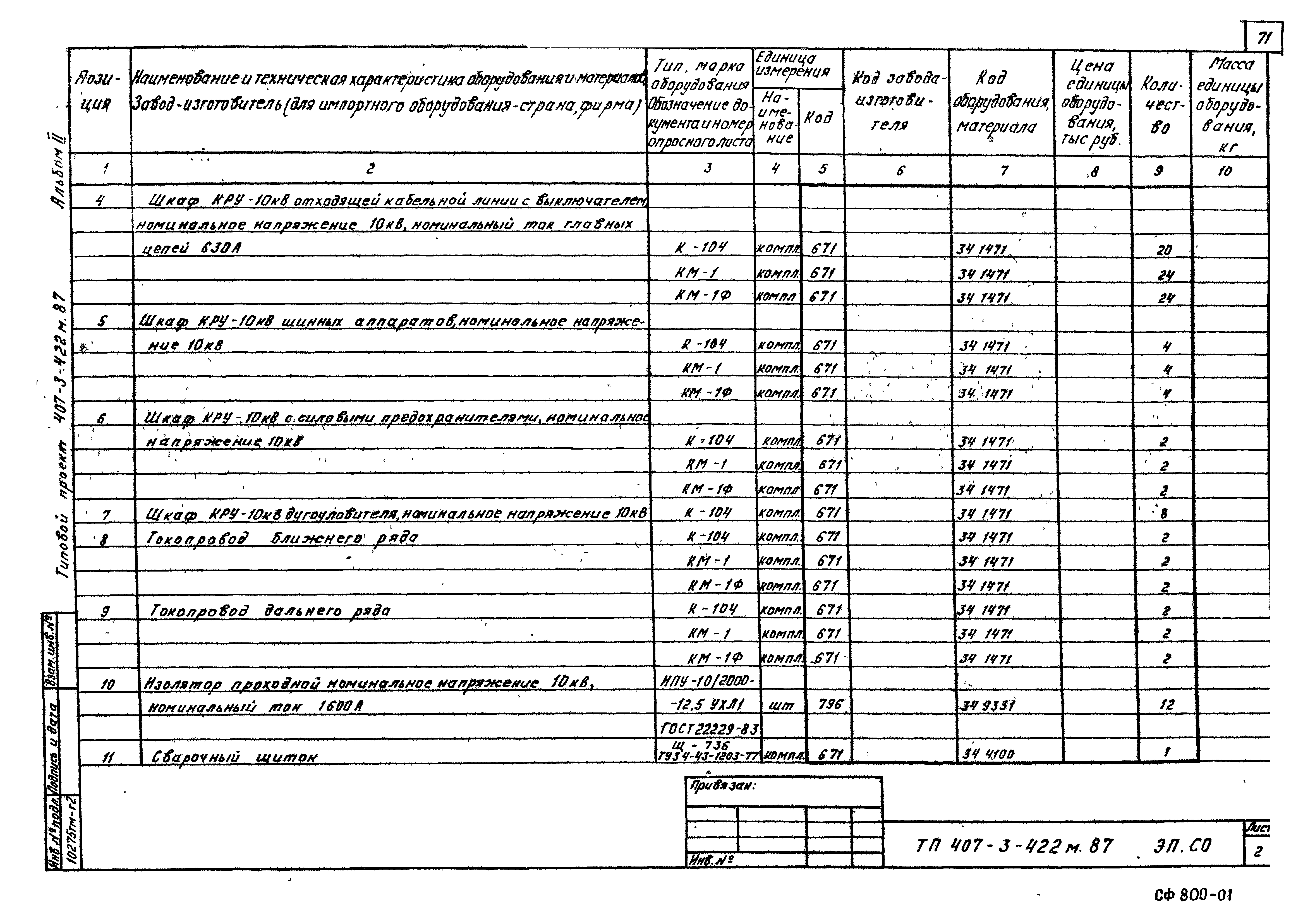 Типовой проект 407-3-422м.87