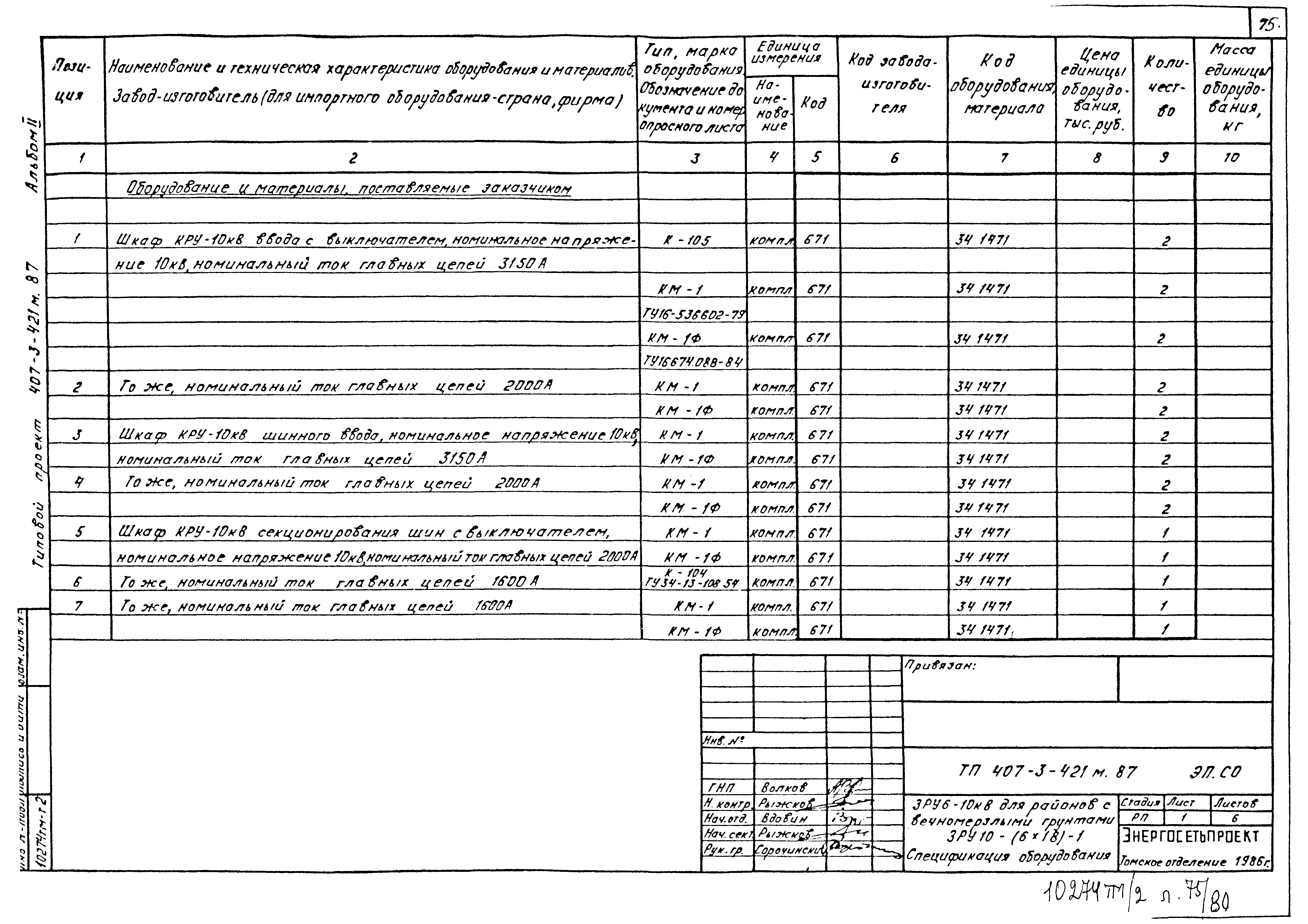 Типовой проект 407-3-421м.87