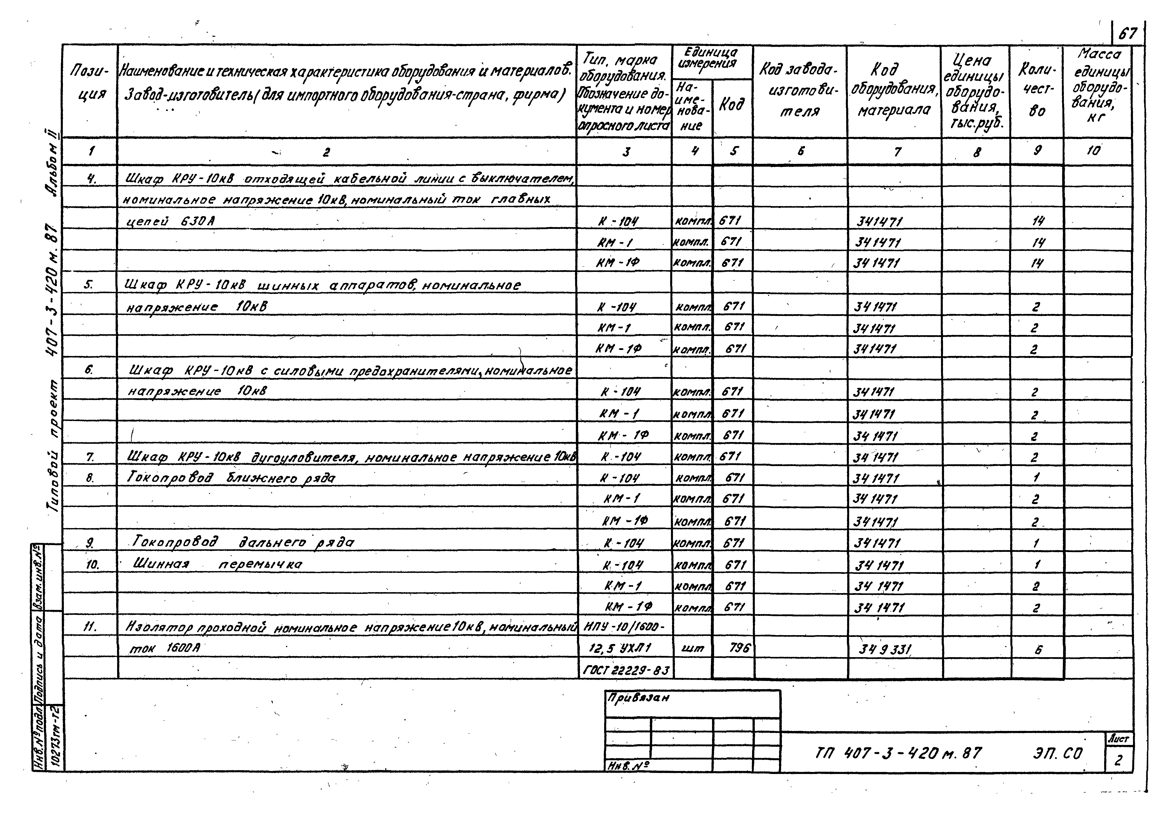 Типовой проект 407-3-420м.87