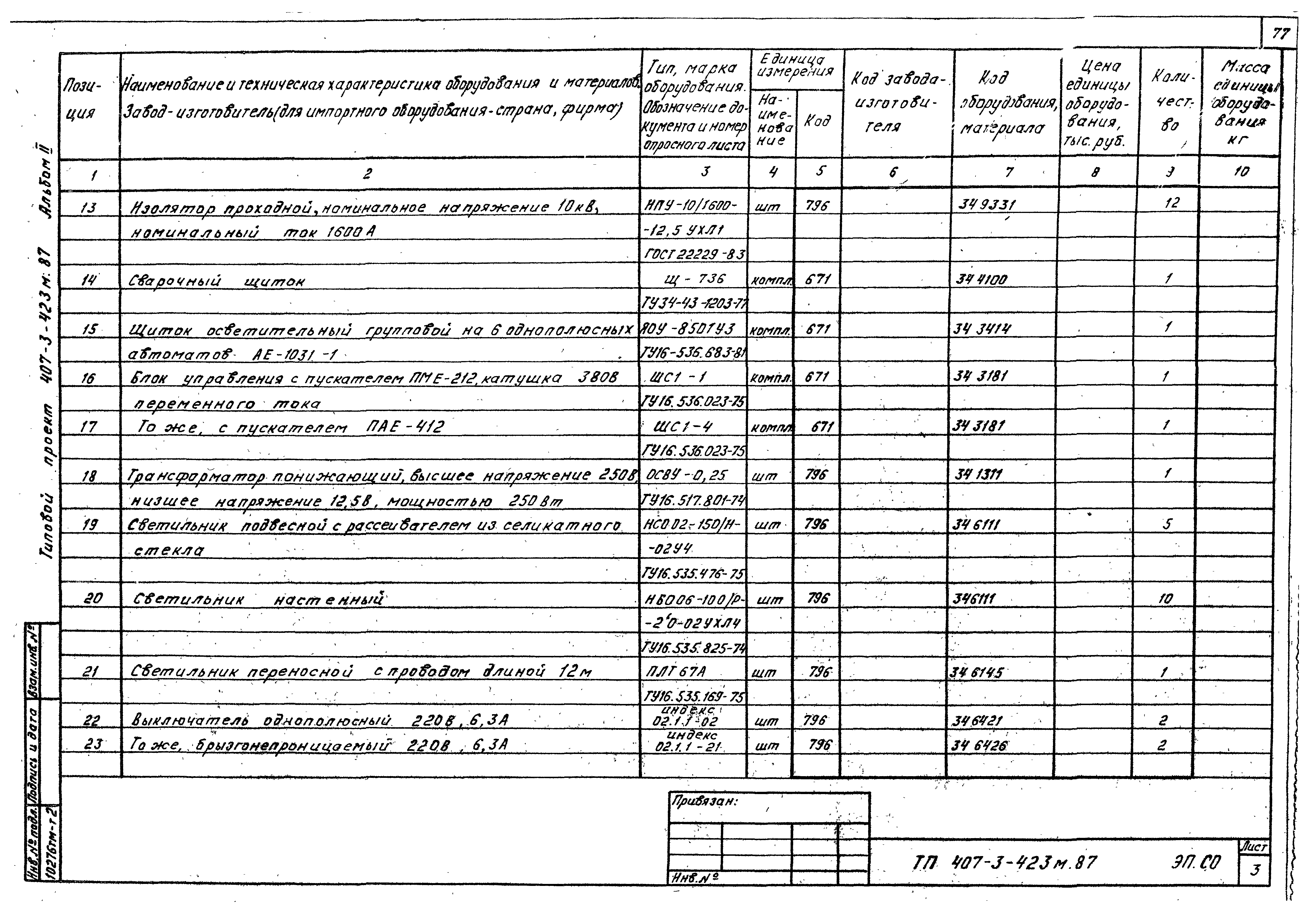 Типовой проект 407-3-423м.87