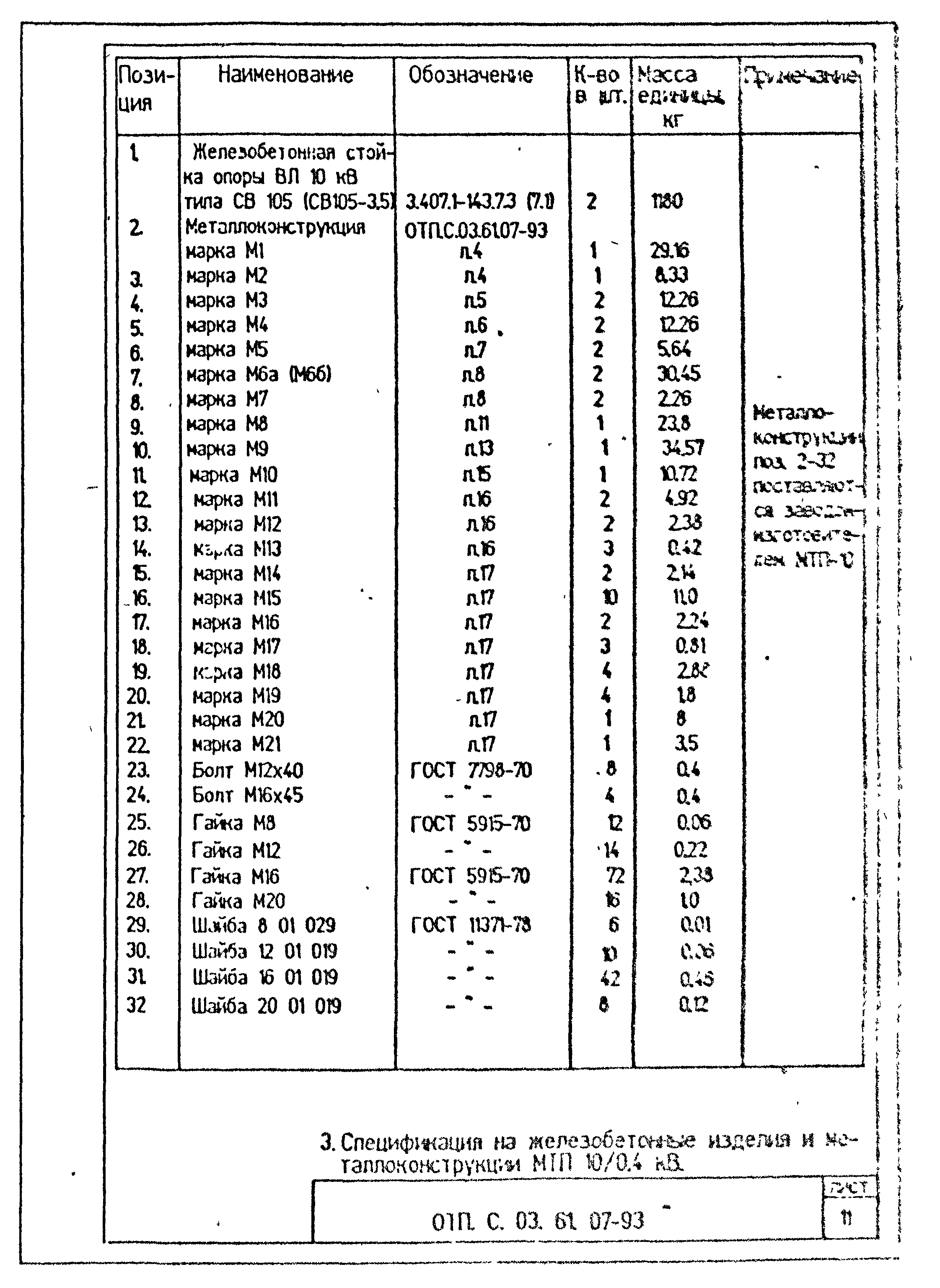 Типовой проект ОТП.С.03.61.07-93