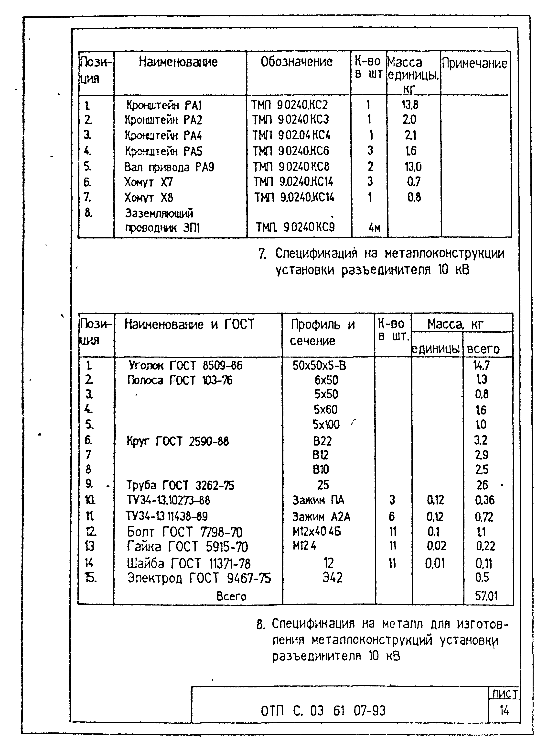 Типовой проект ОТП.С.03.61.07-93