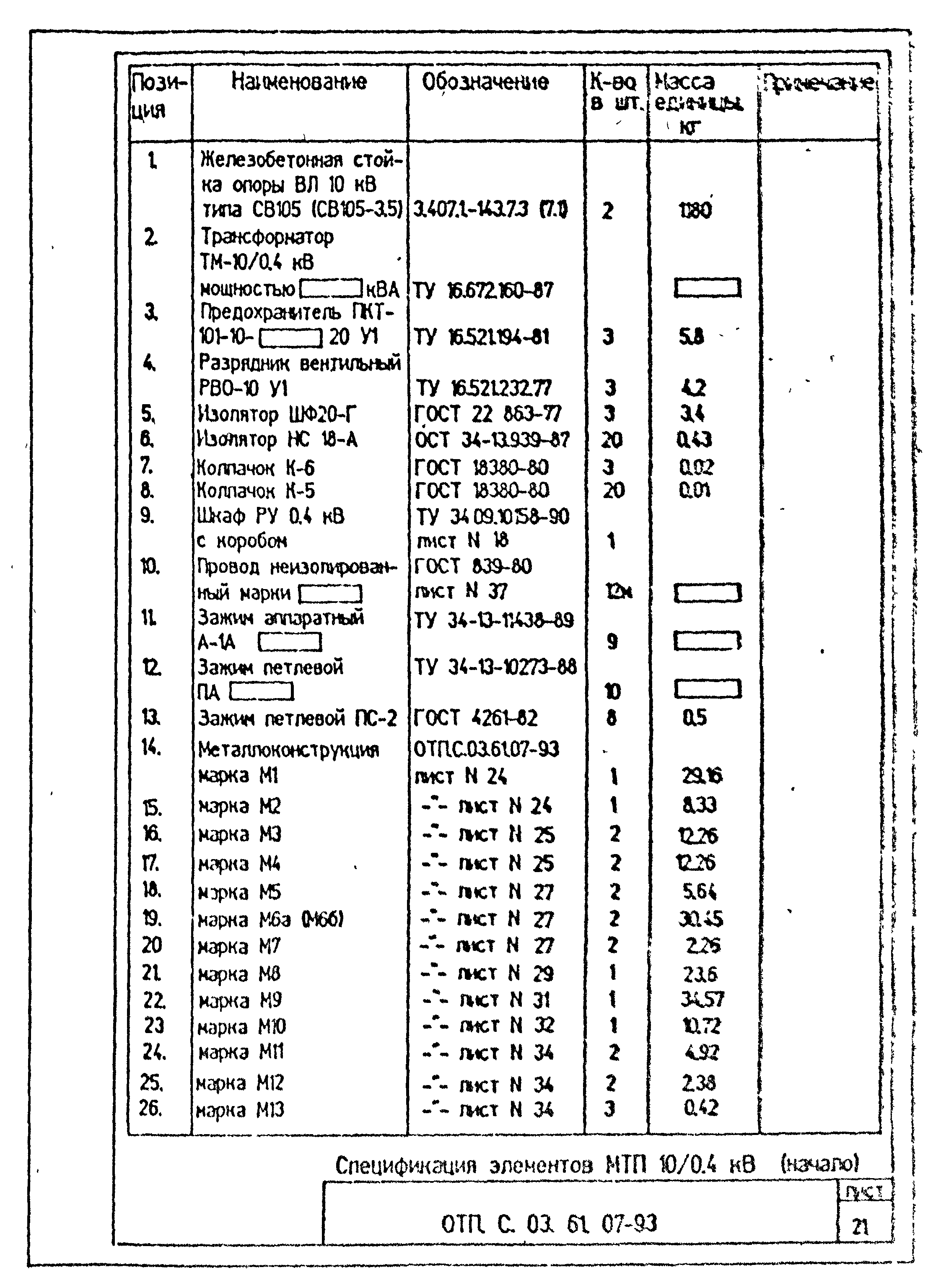 Типовой проект ОТП.С.03.61.07-93