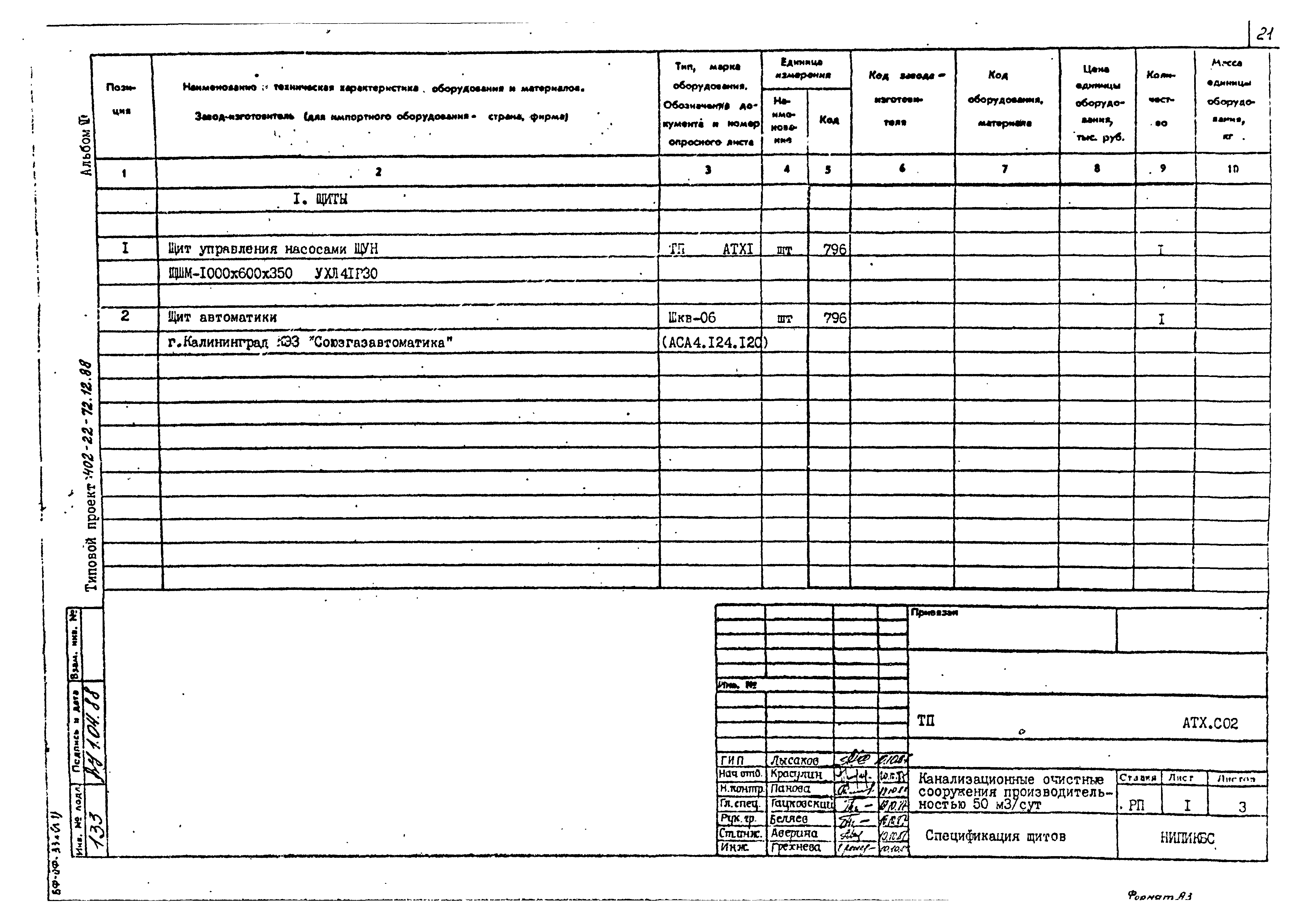 Типовой проект 402-22-72.12.88