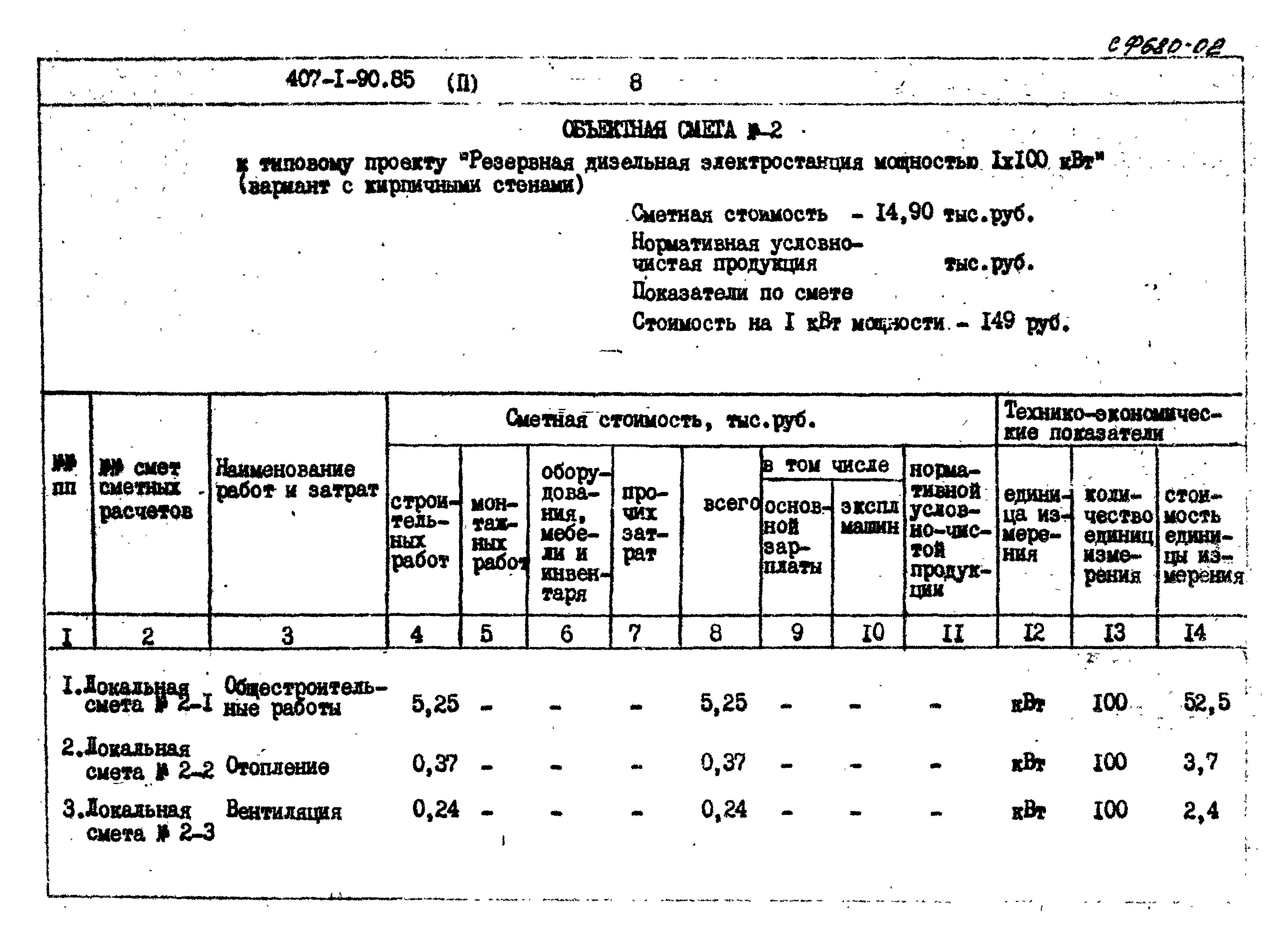 Типовой проект 407-1-90.85