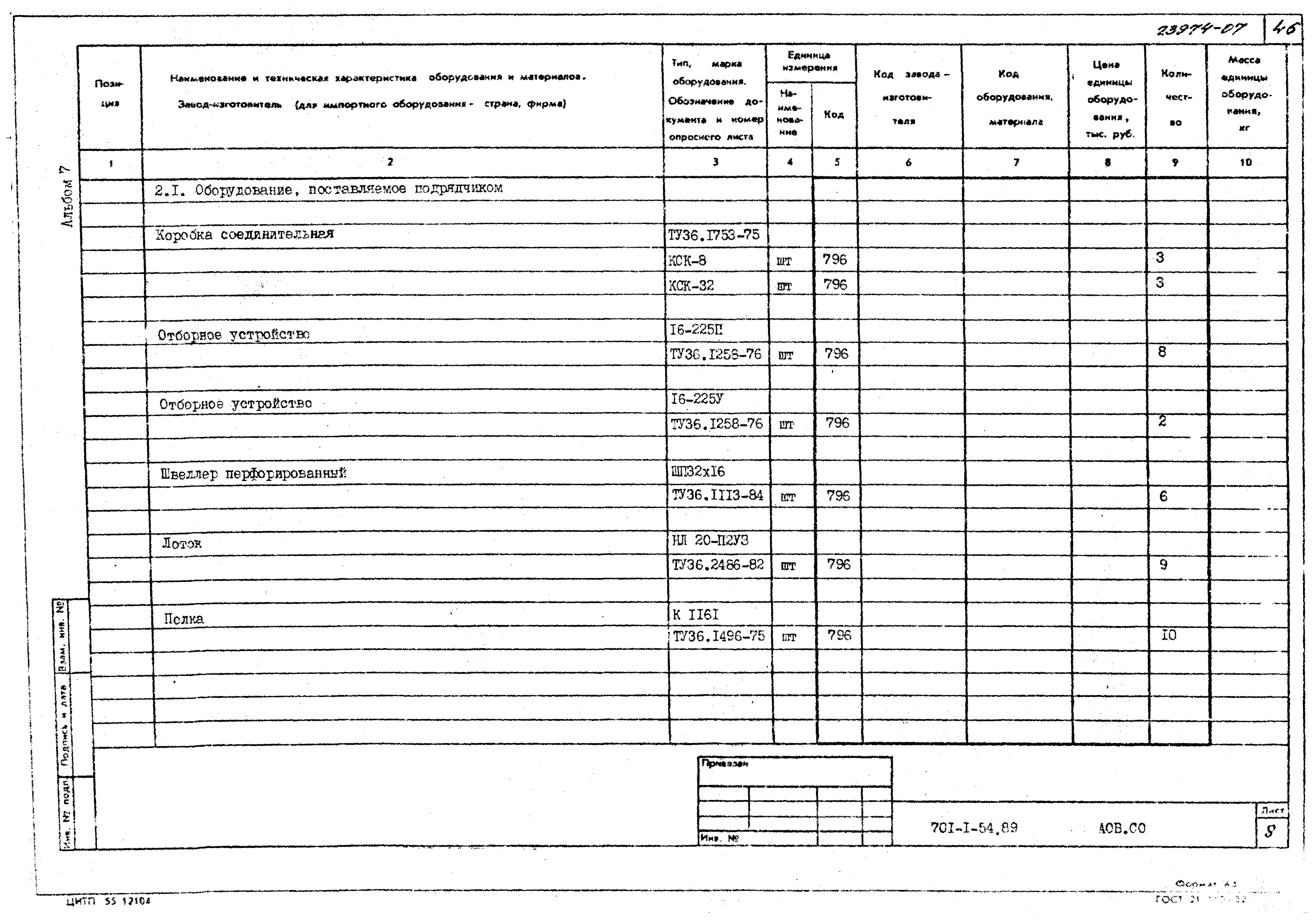 Типовой проект 701-1-54.89