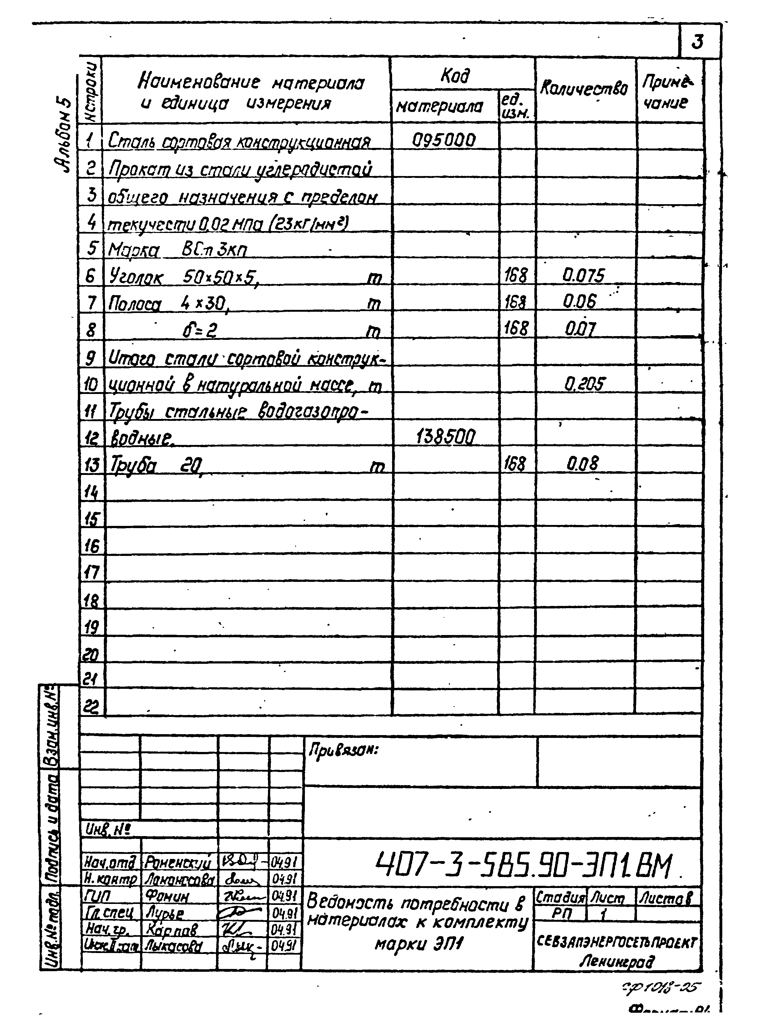 Типовой проект 407-3-585.90