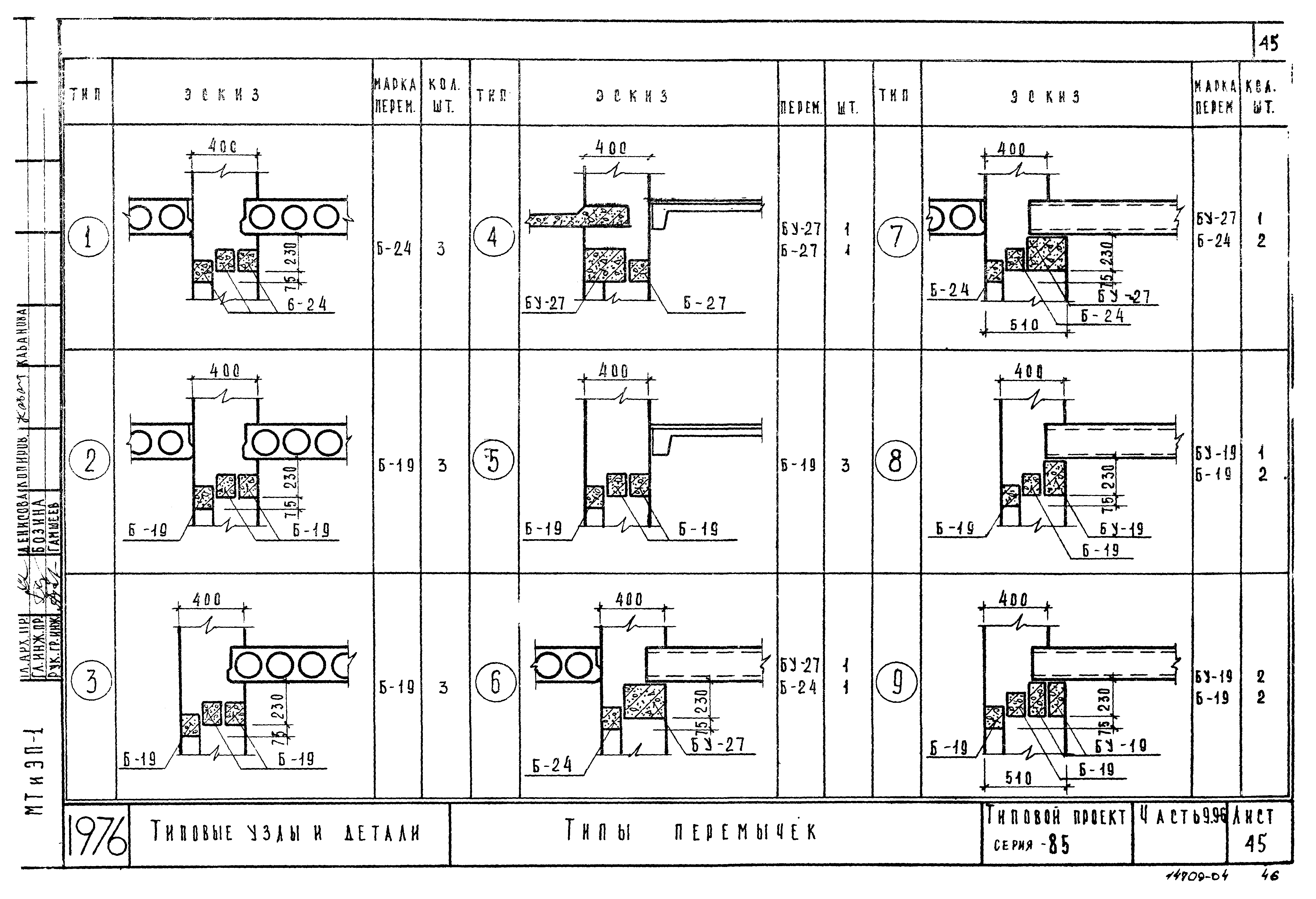 Типовой проект Серия 85