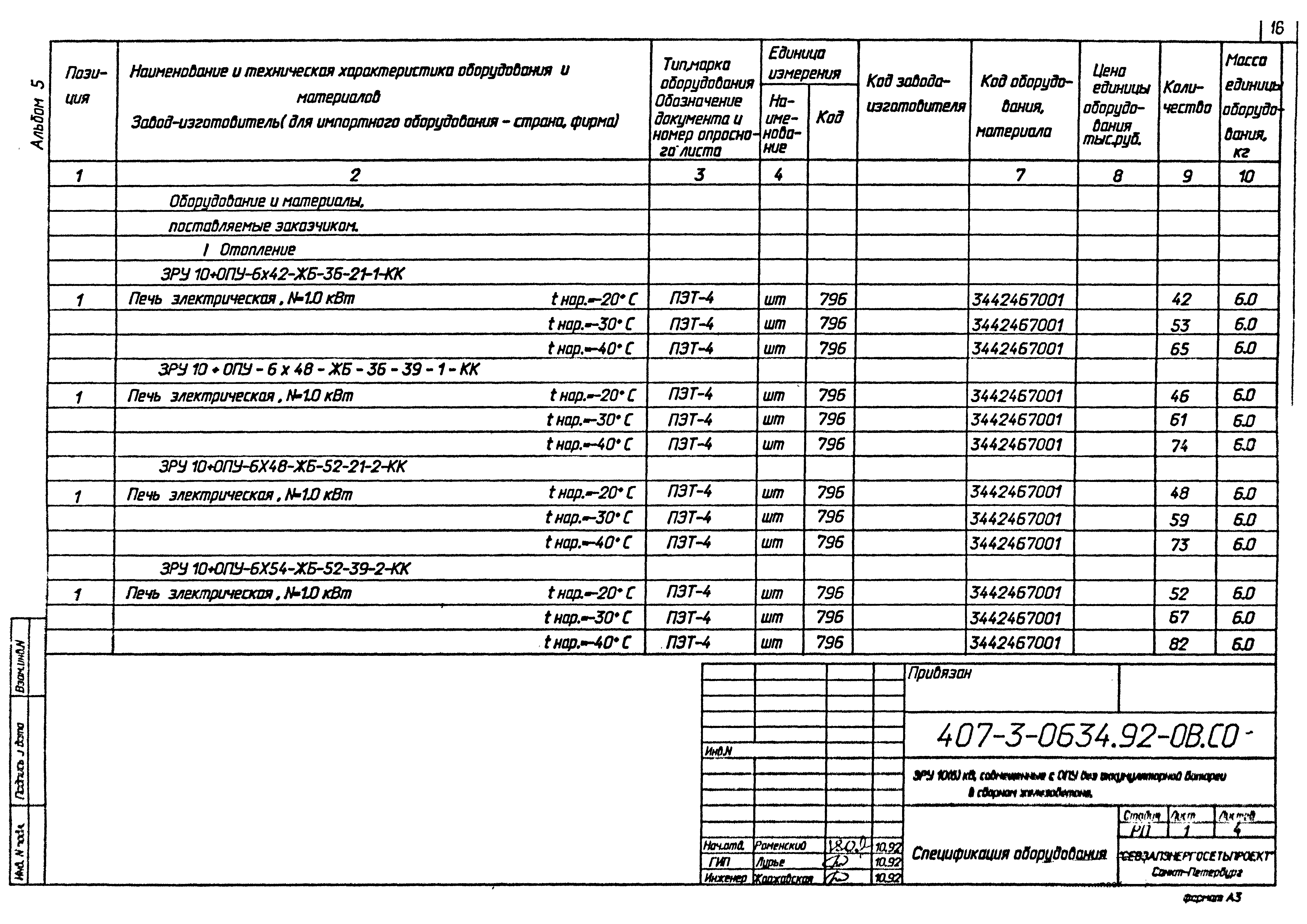 Типовые проектные решения 407-3-0634.92