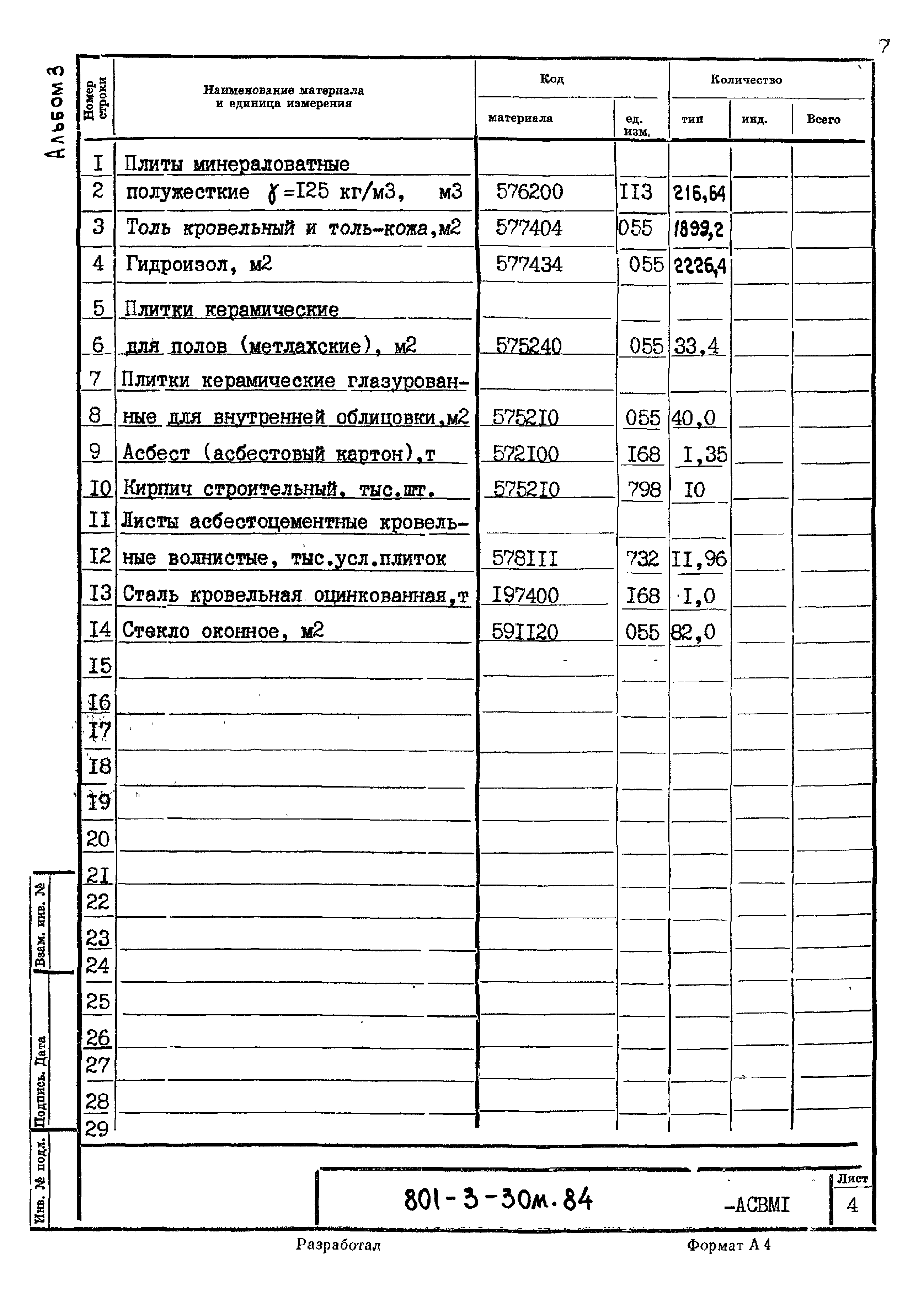 Типовой проект 801-3-30м.84