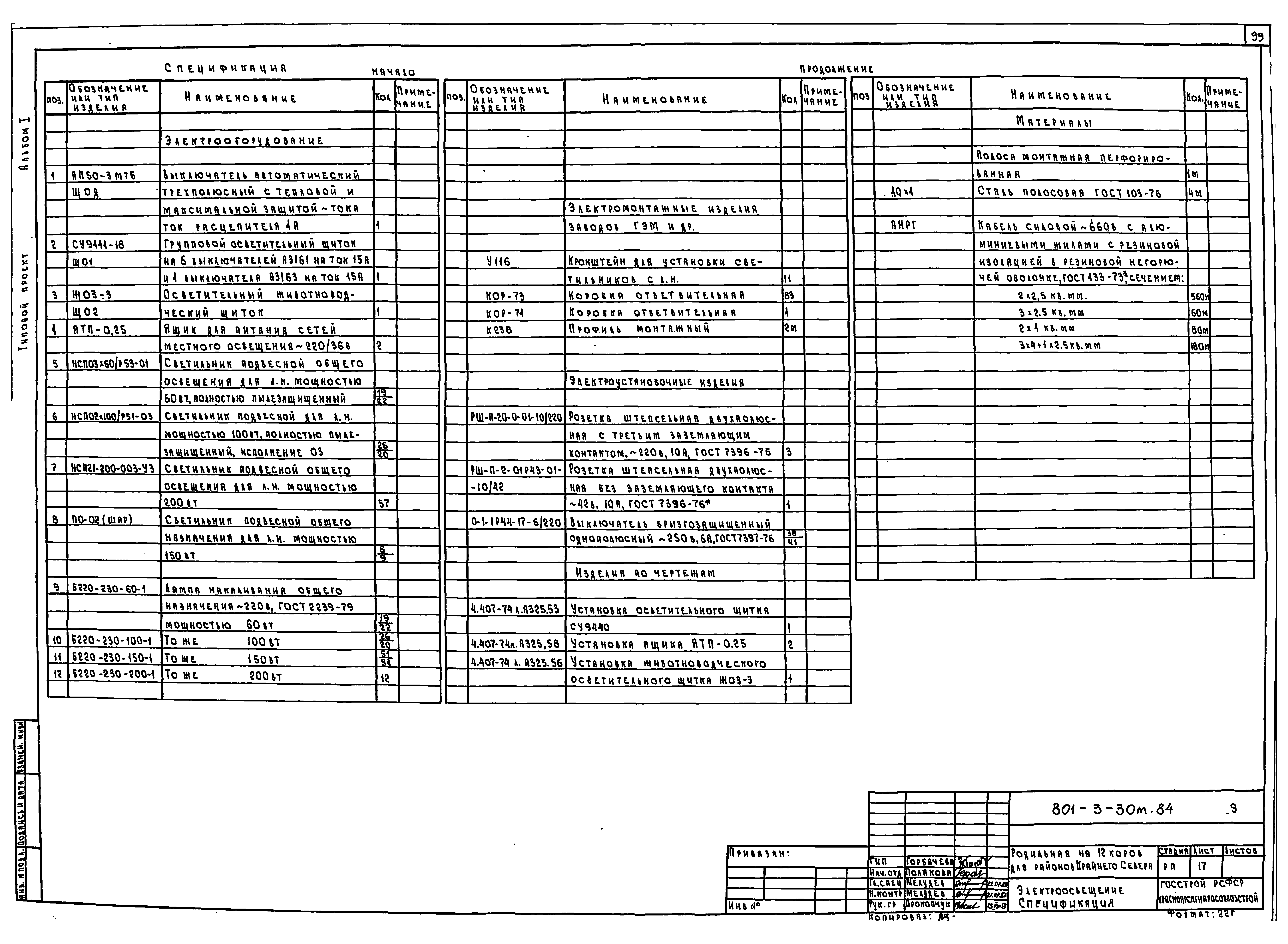 Типовой проект 801-3-30м.84