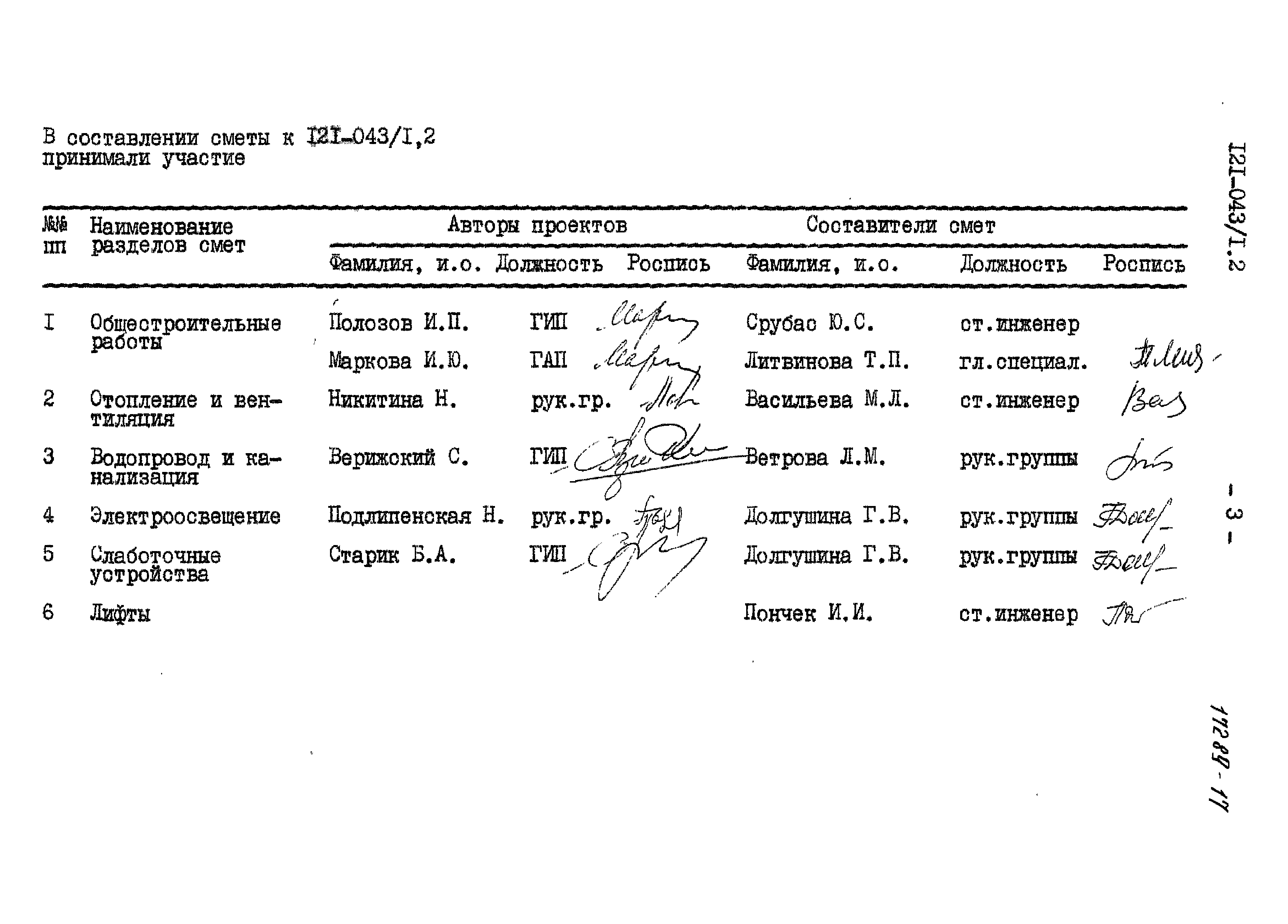 Типовой проект 121-043/1.2