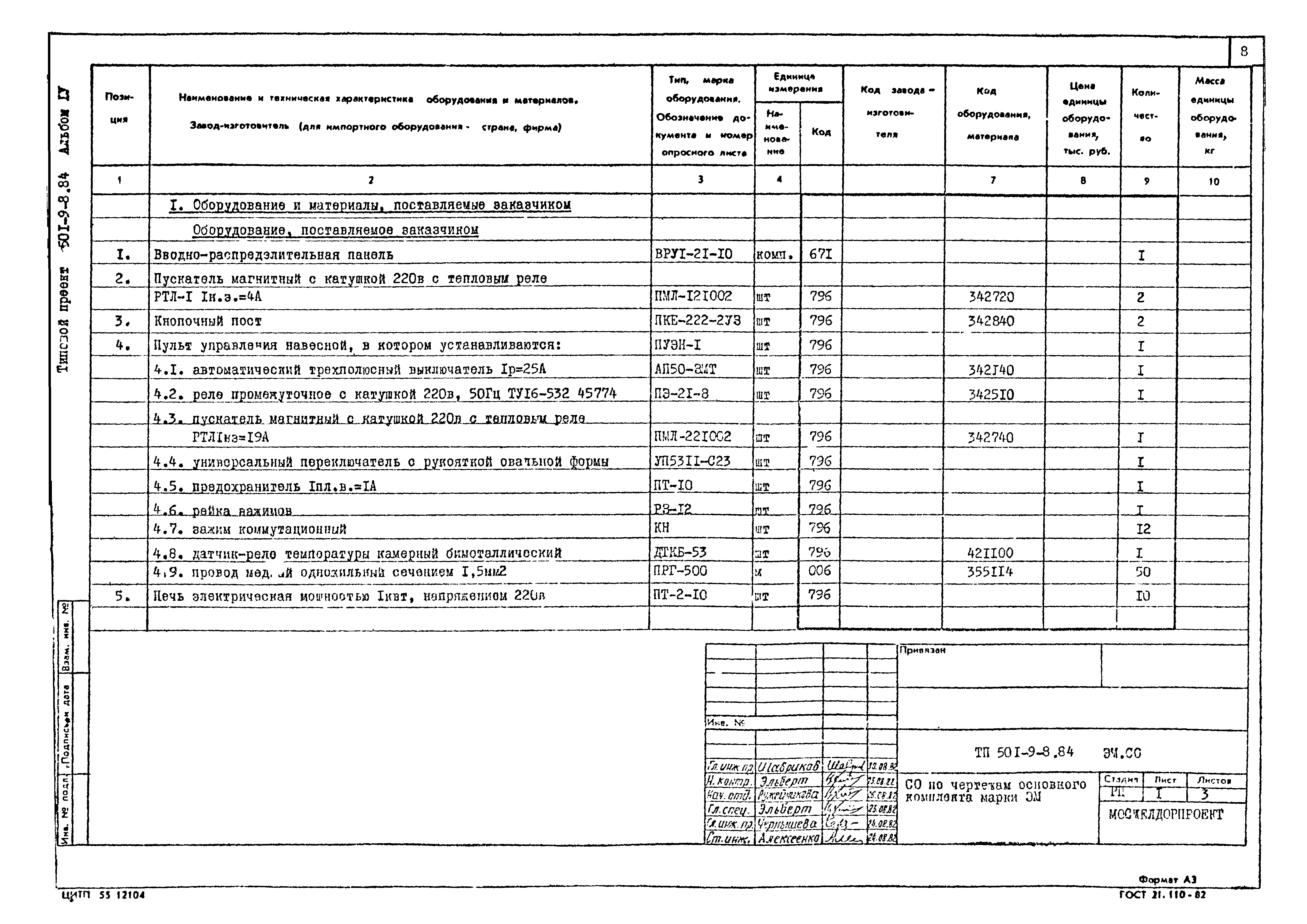 Типовой проект 501-9-8.84