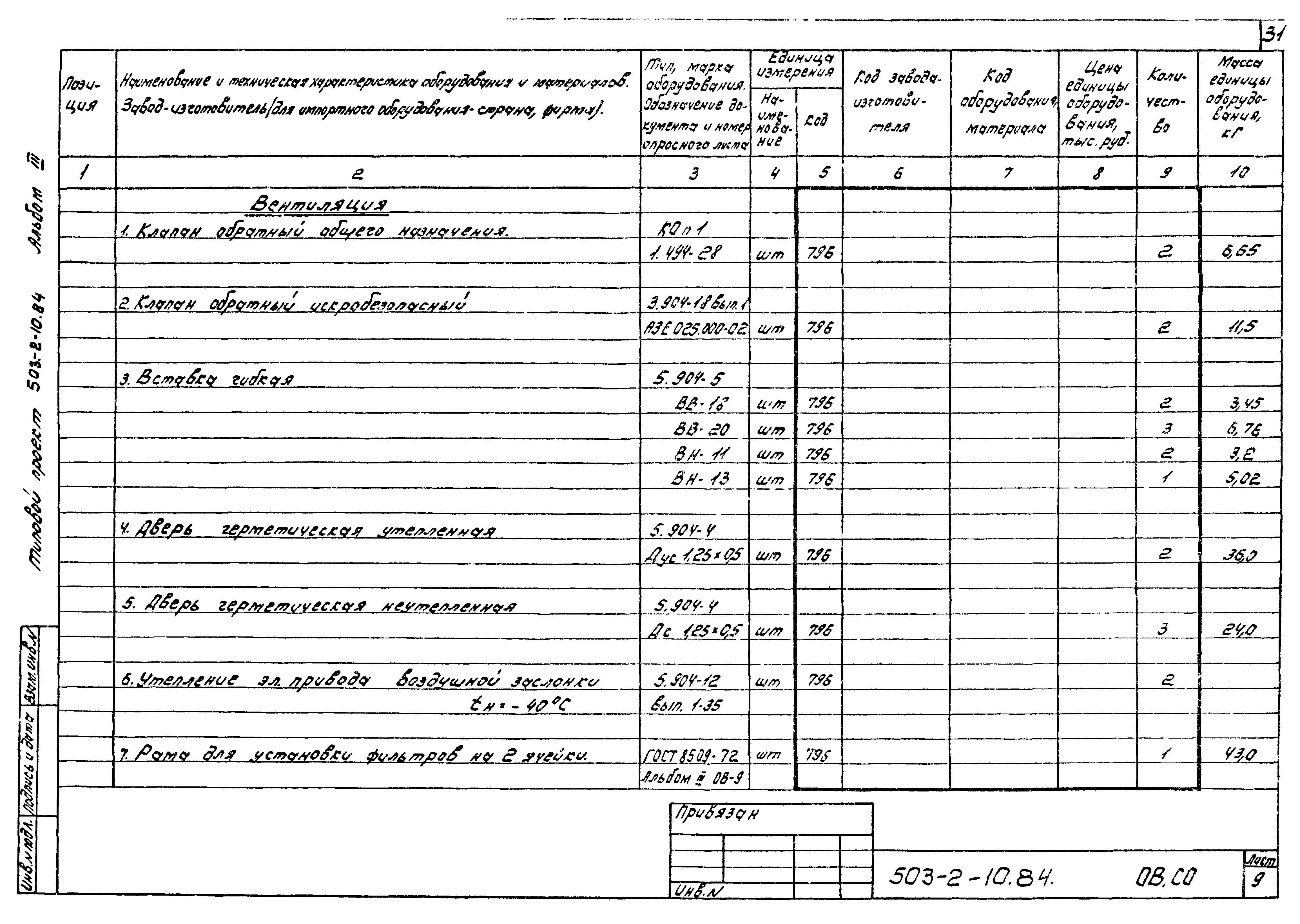 Типовой проект 503-2-10.84