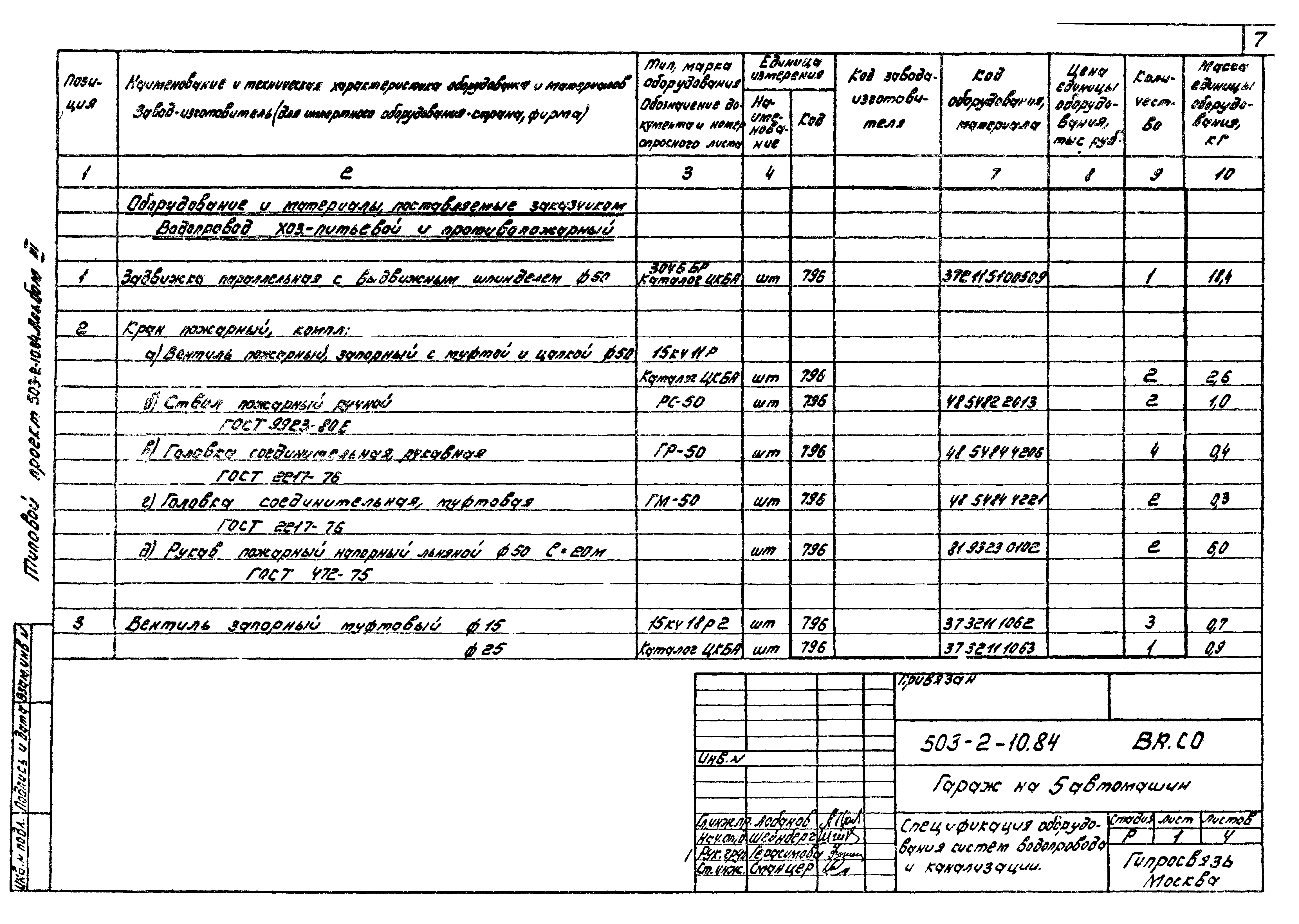 Типовой проект 503-2-10.84