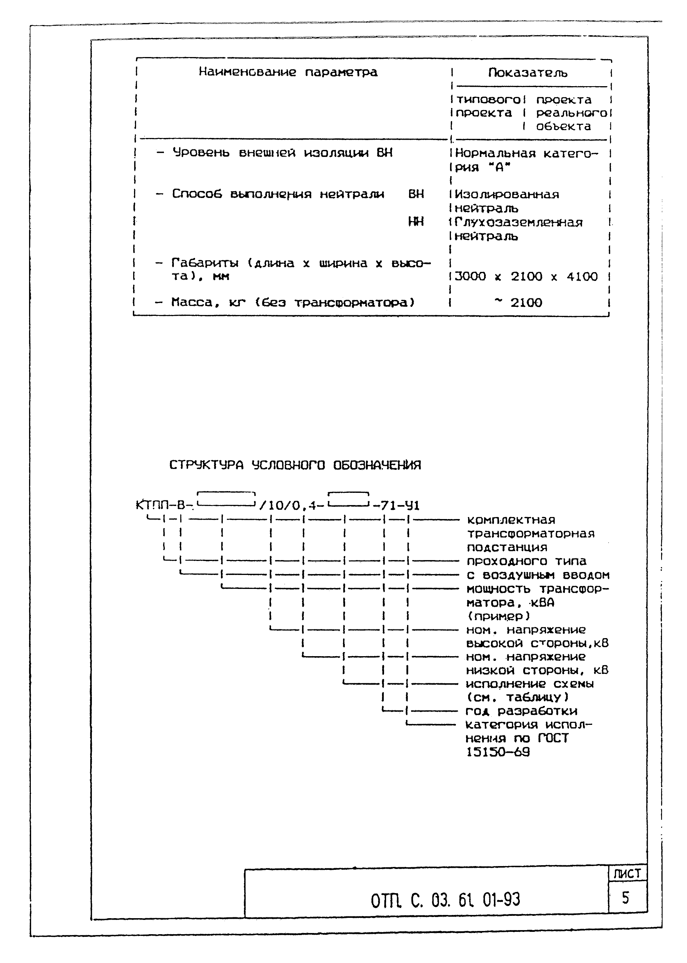 Типовой проект ОТП.С.03.61.01-93