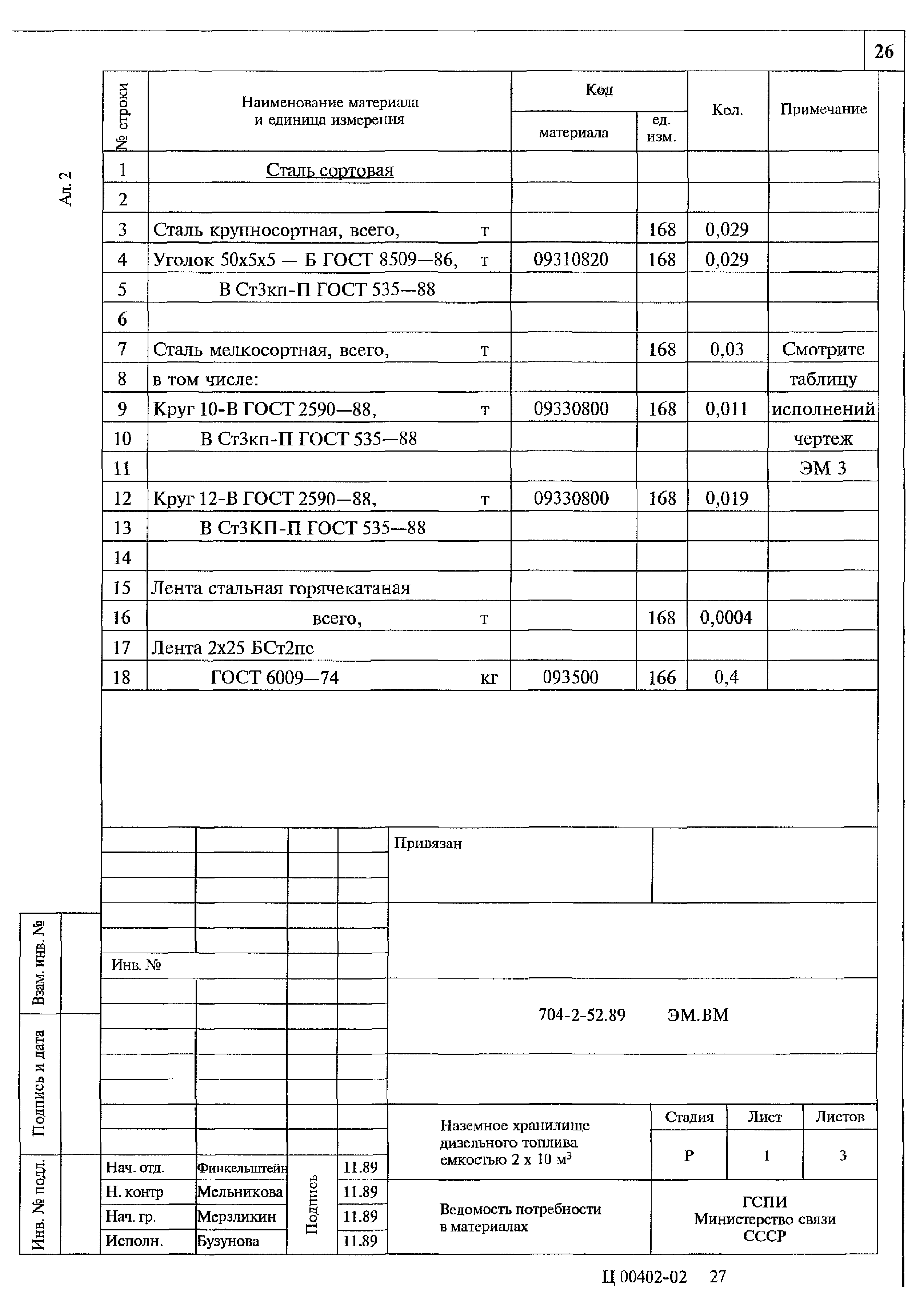 Типовой проект 704-2-52.89