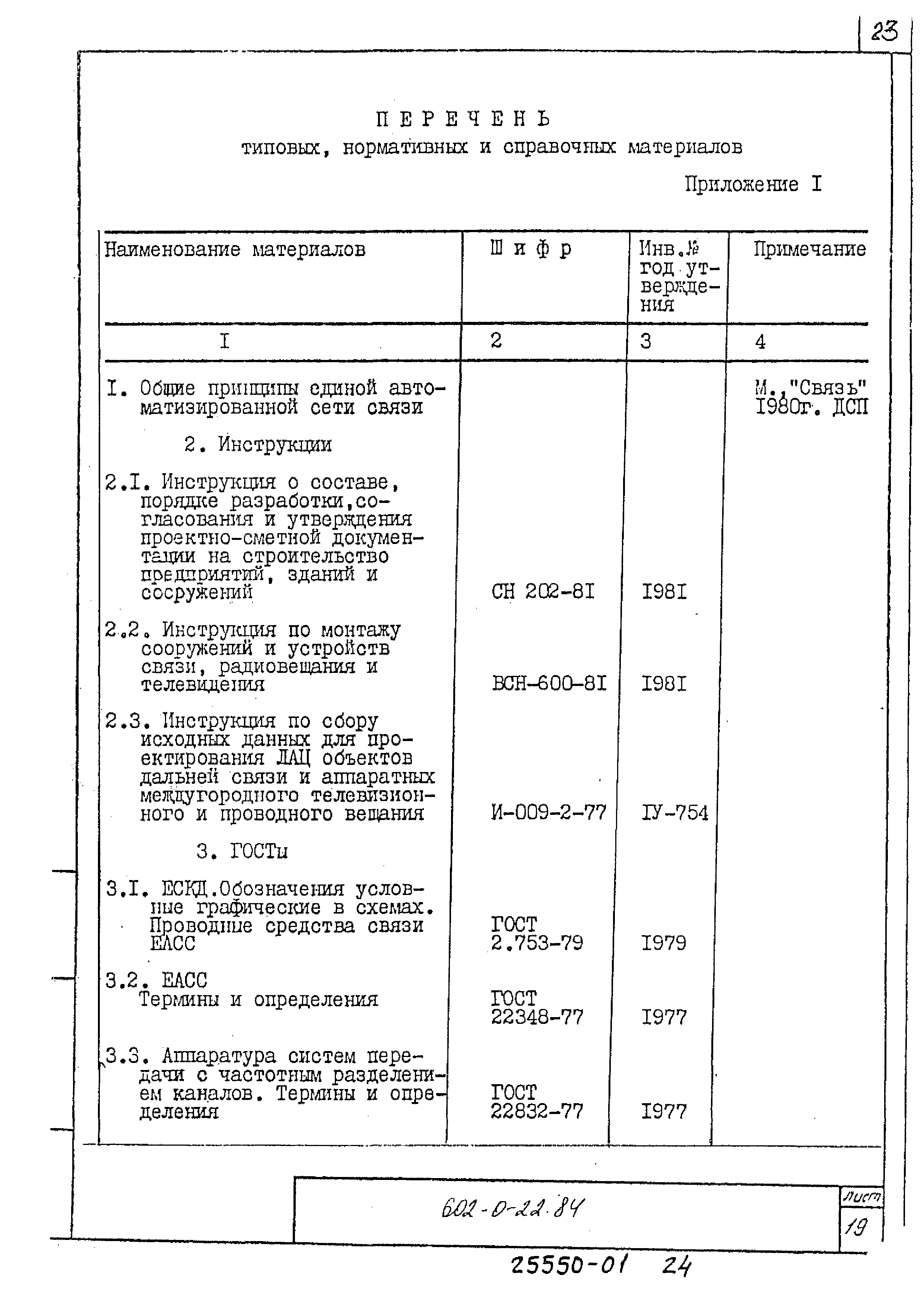 Типовые проектные решения 602-0-22.84