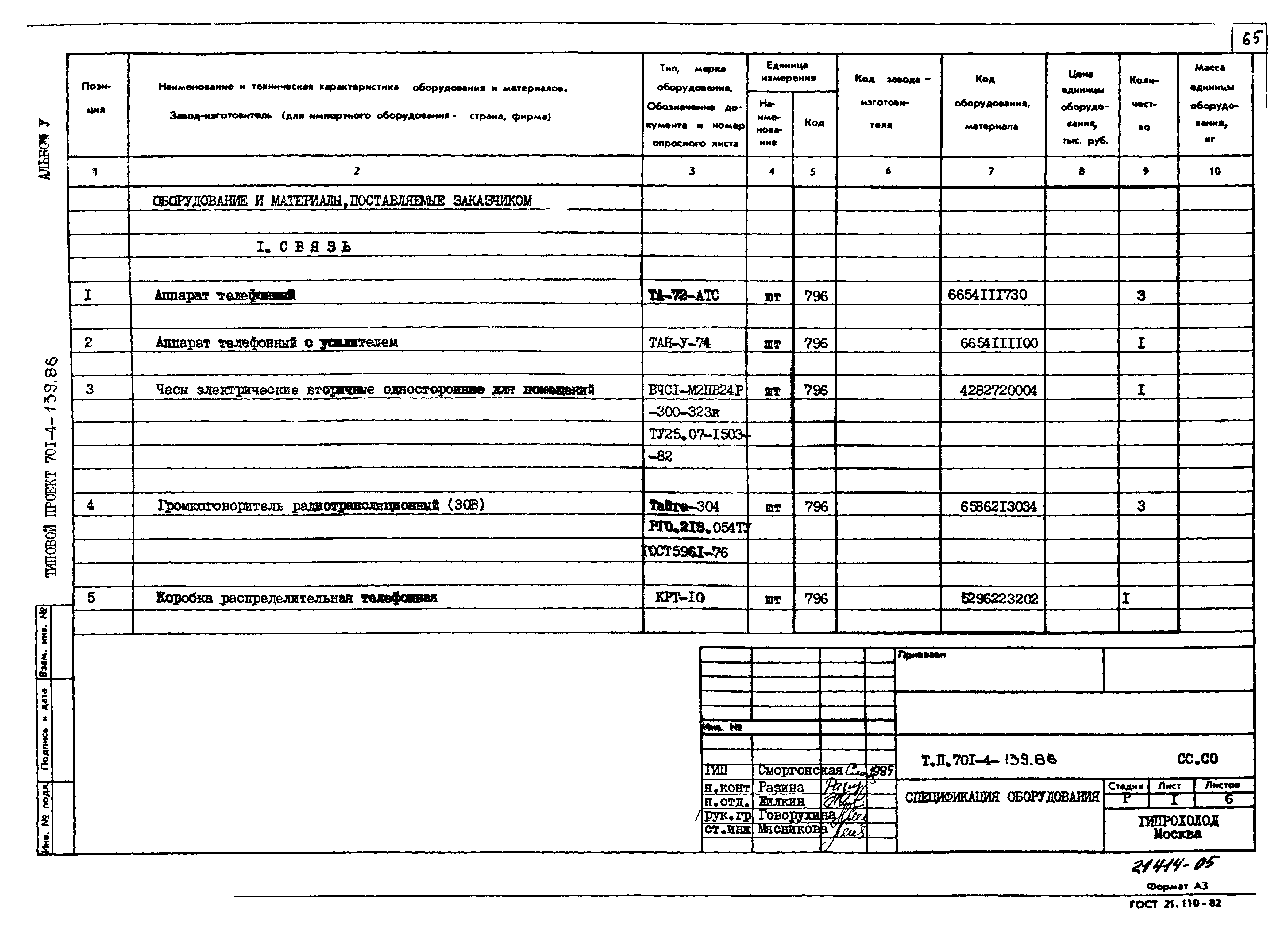 Типовой проект 701-4-139.86