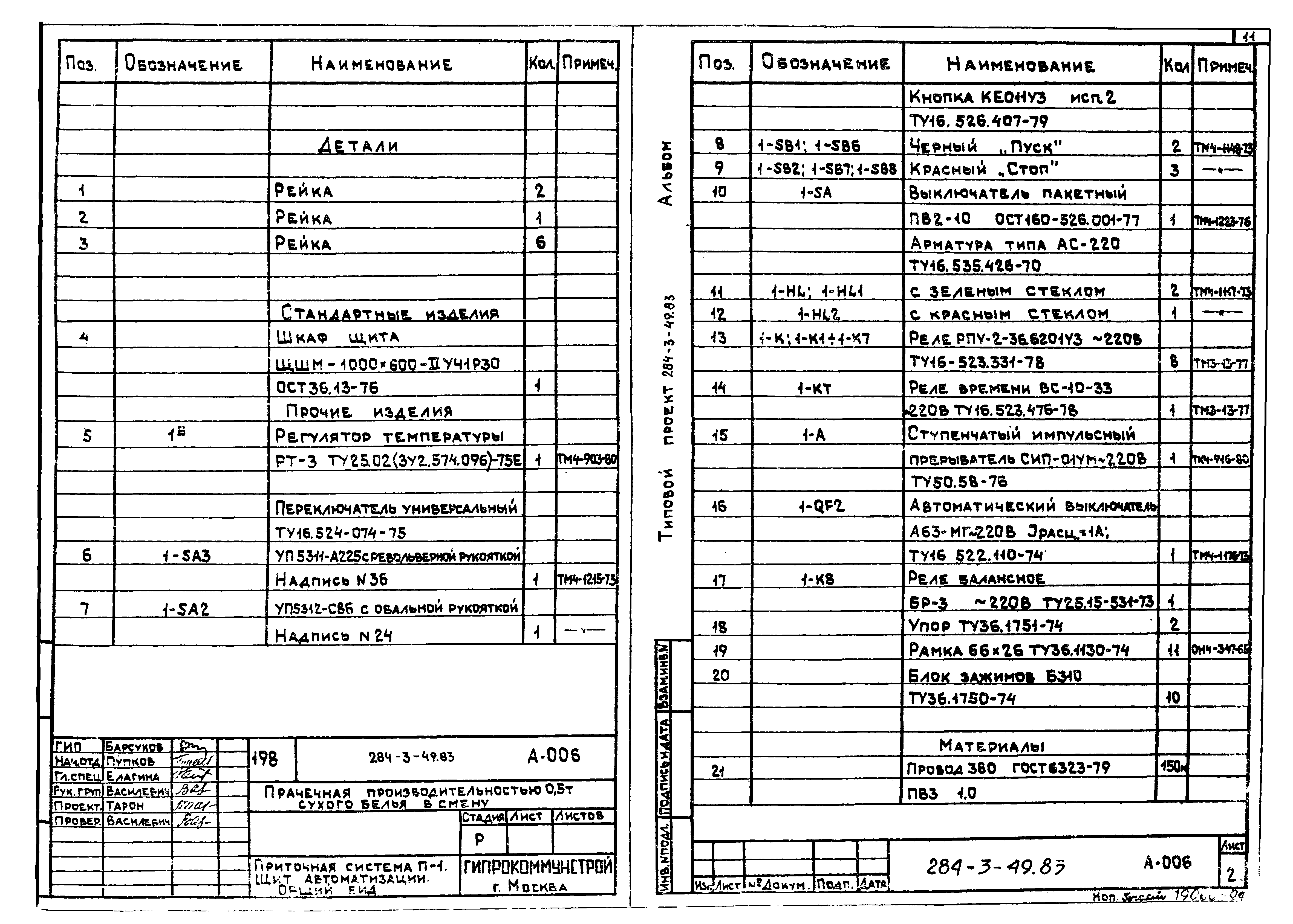 Типовой проект 284-3-49.83