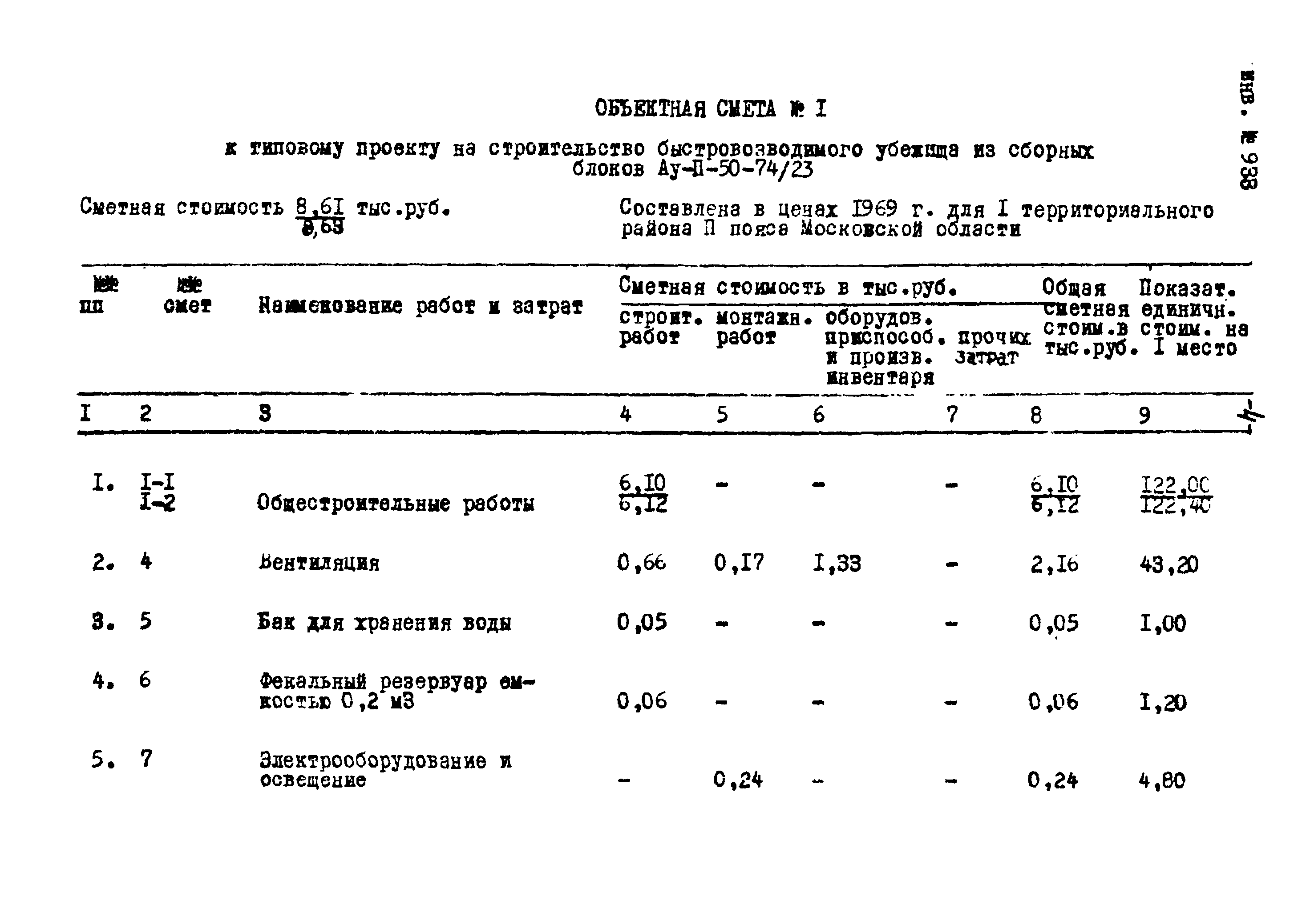 Типовой проект Ау-II,III,IV-50-74/23