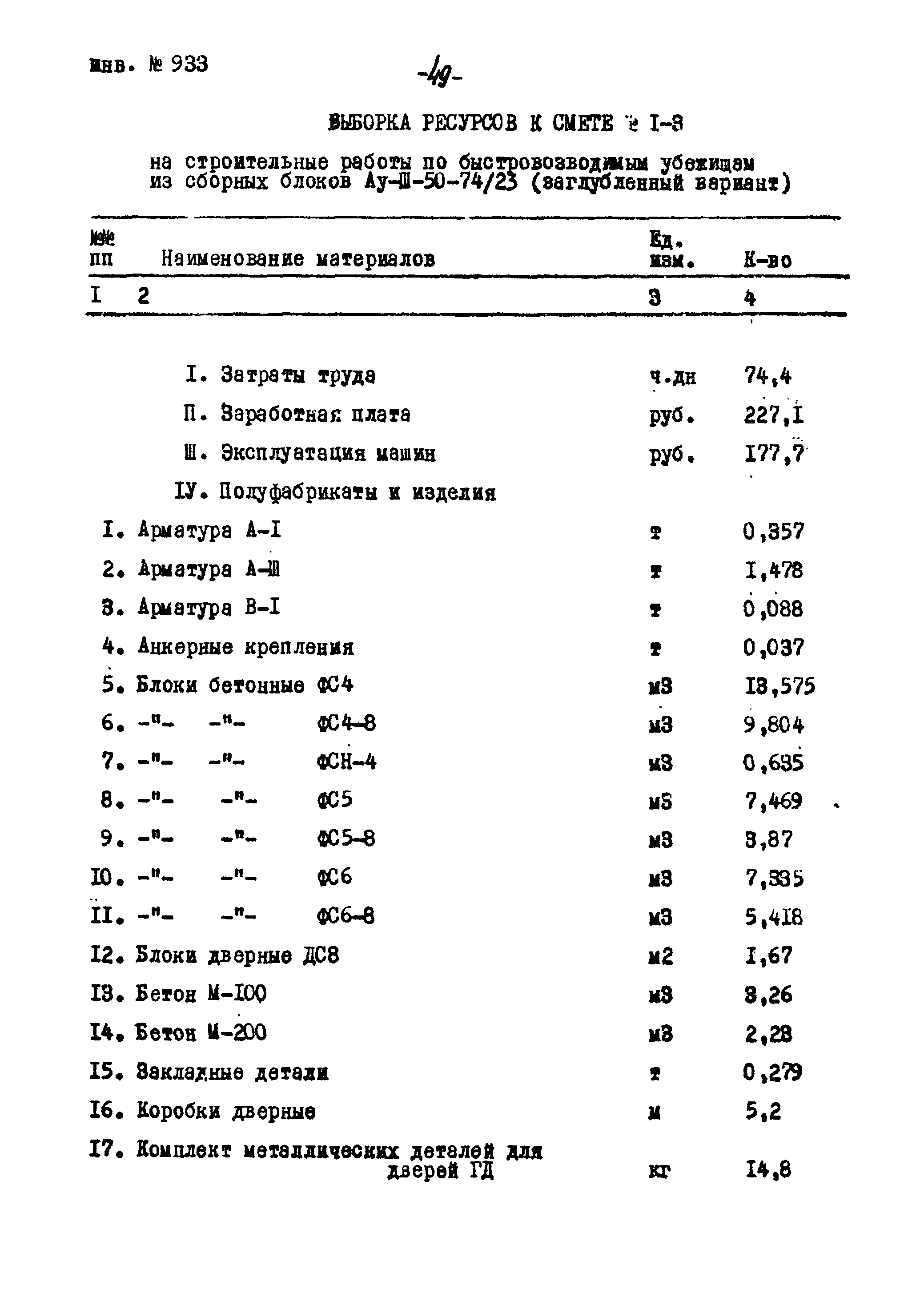 Типовой проект Ау-II,III,IV-50-74/23