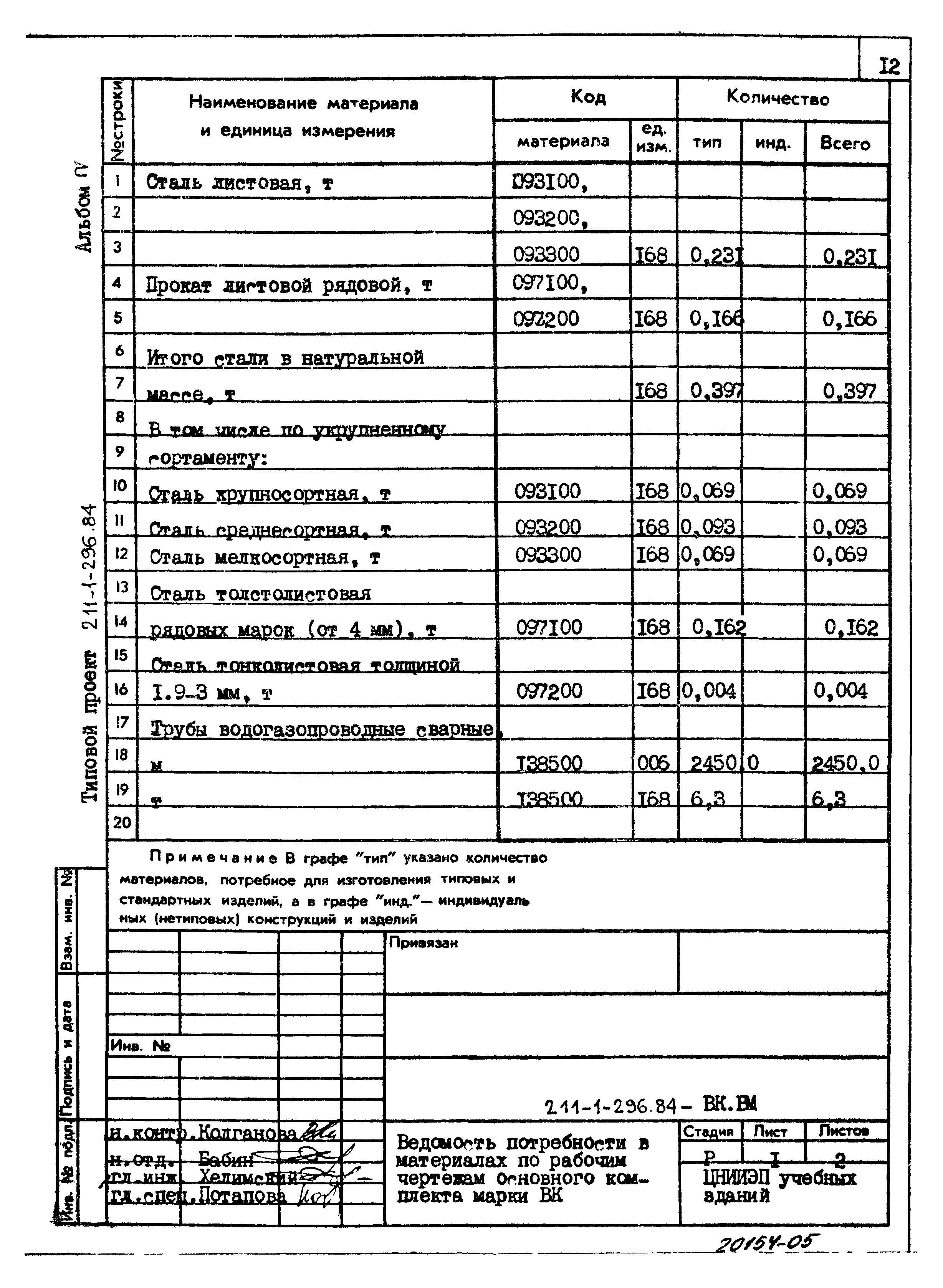 Типовой проект 211-1-296.84