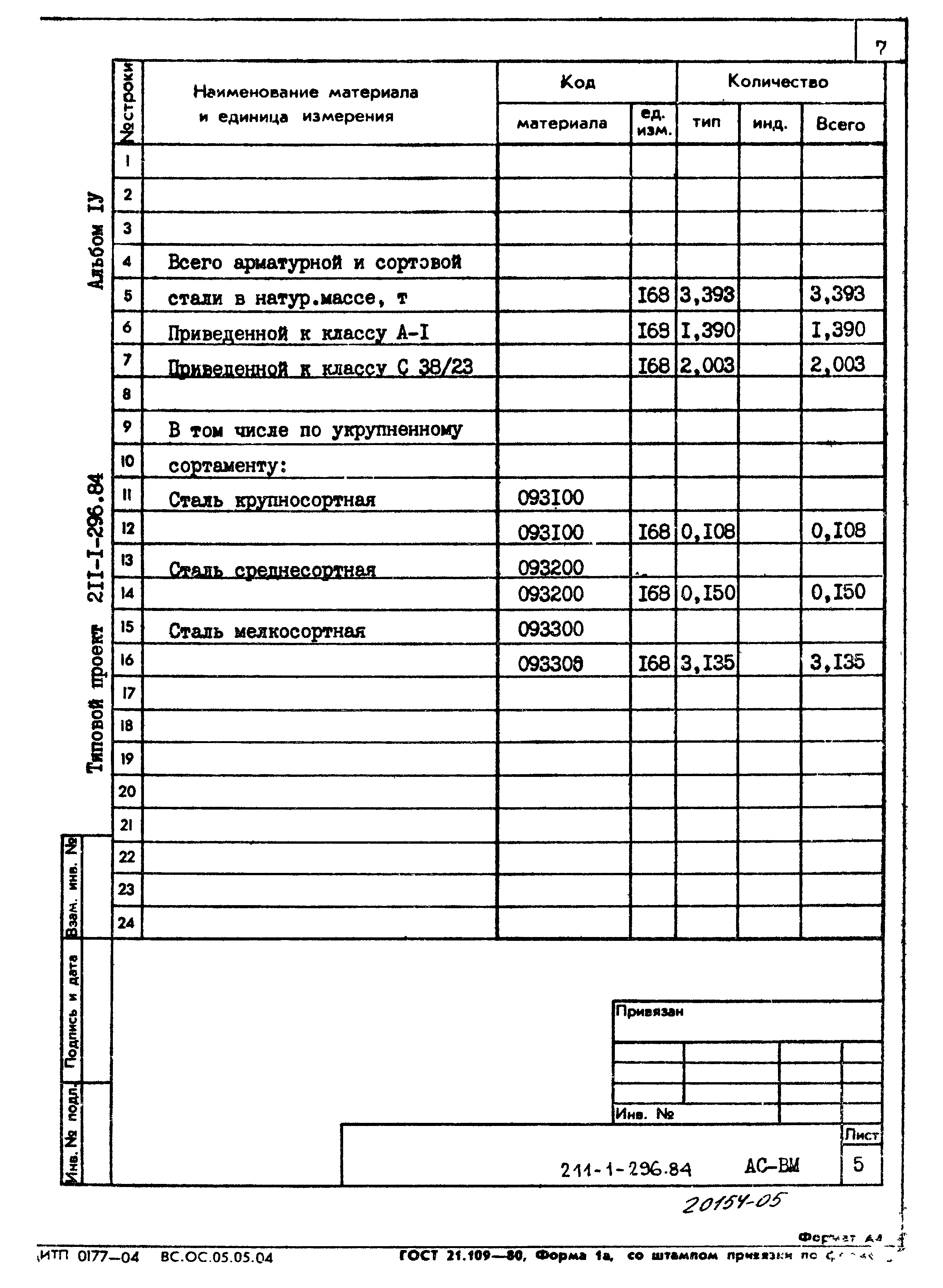 Типовой проект 211-1-296.84