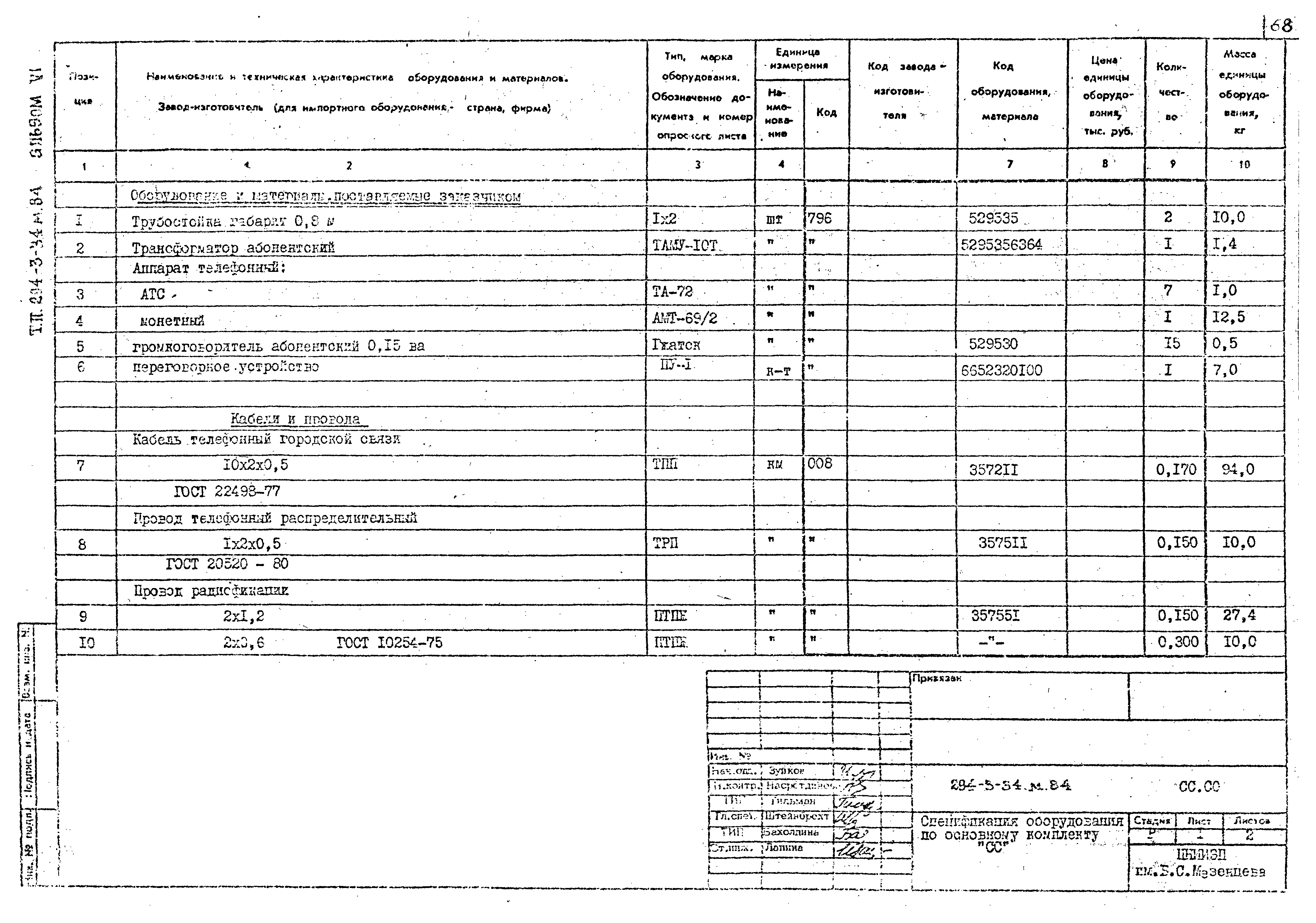 Типовой проект 294-3-34м.84