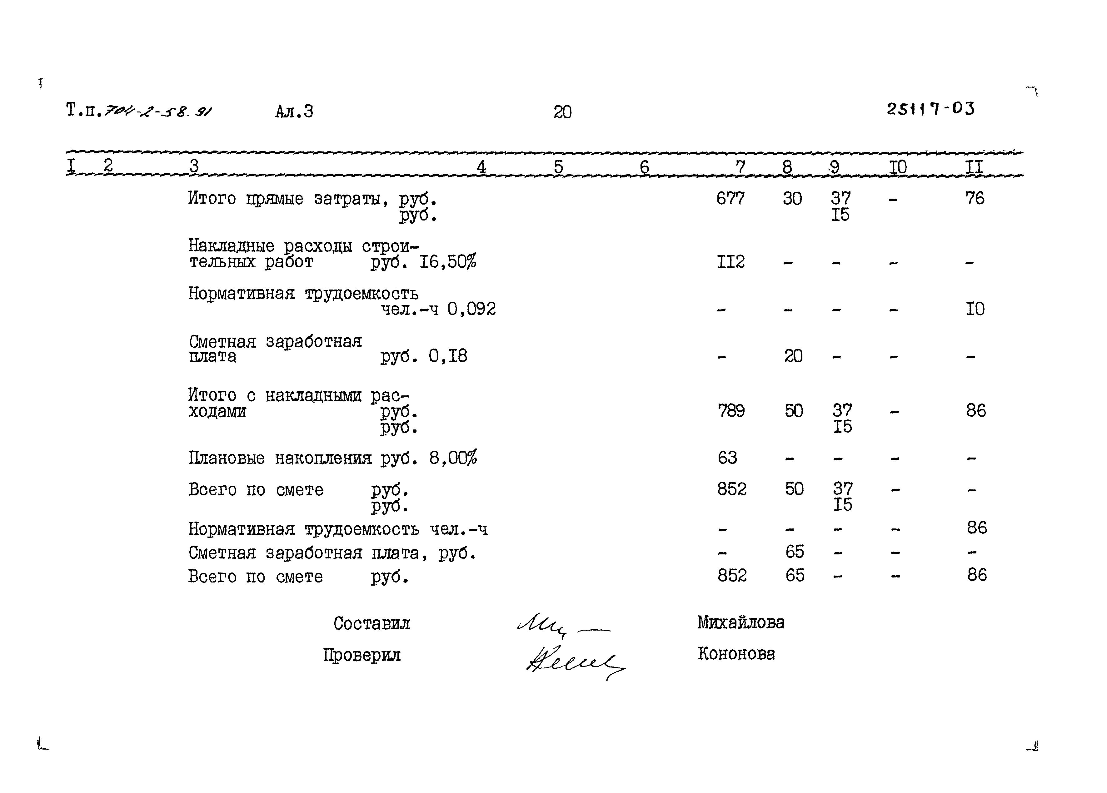 Типовой проект 704-2-58.91