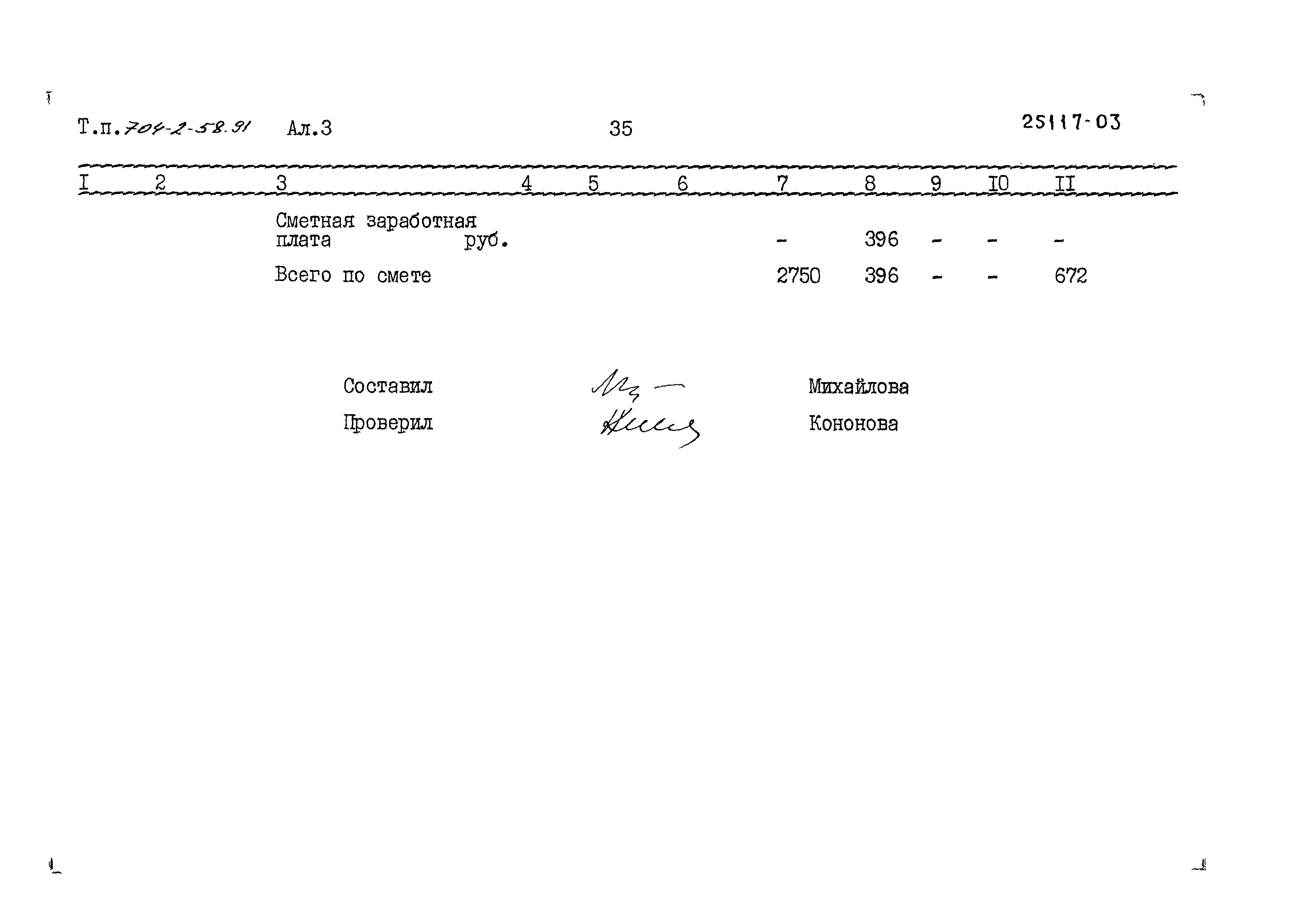 Типовой проект 704-2-58.91