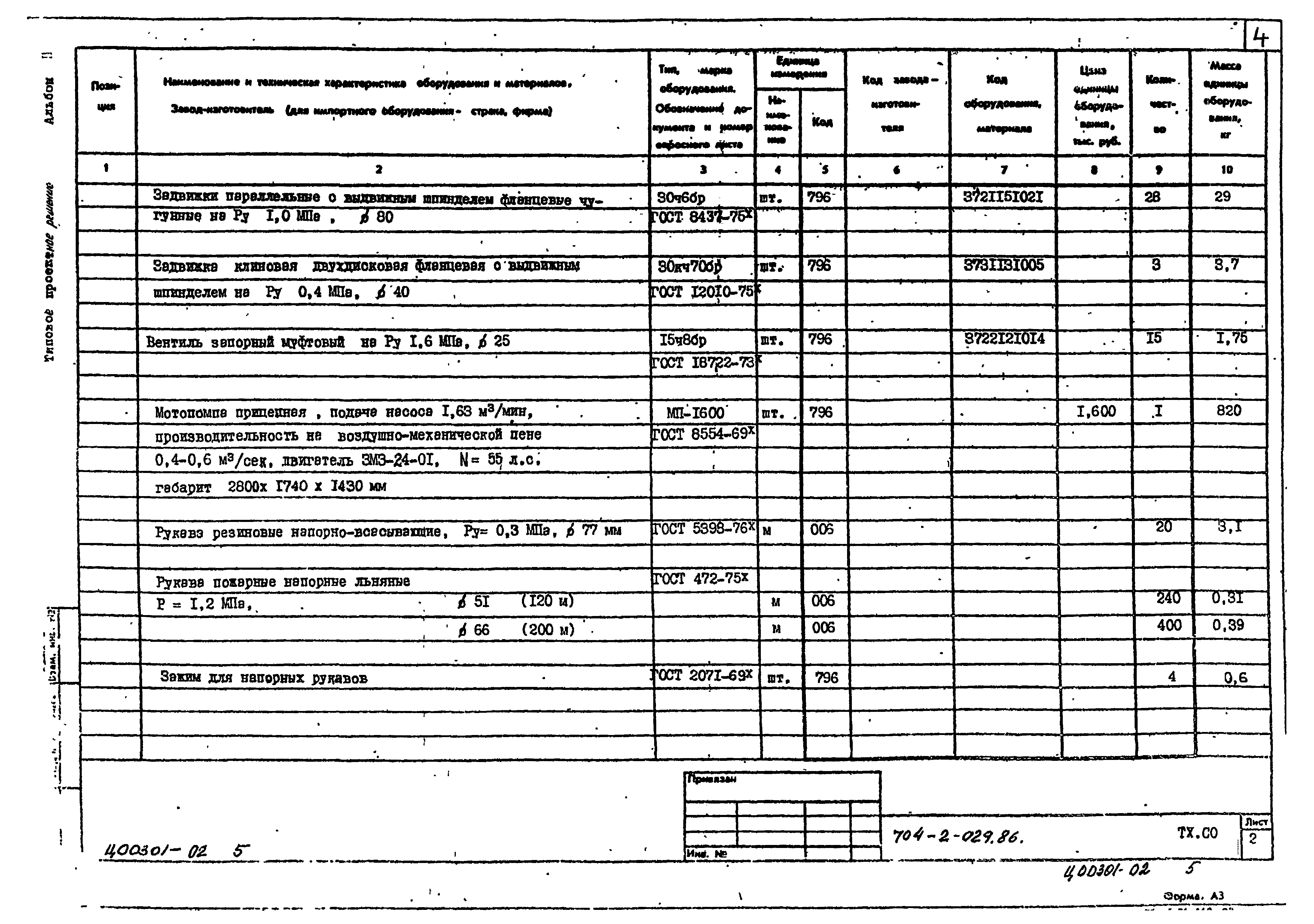 Типовые проектные решения 704-2-029.86