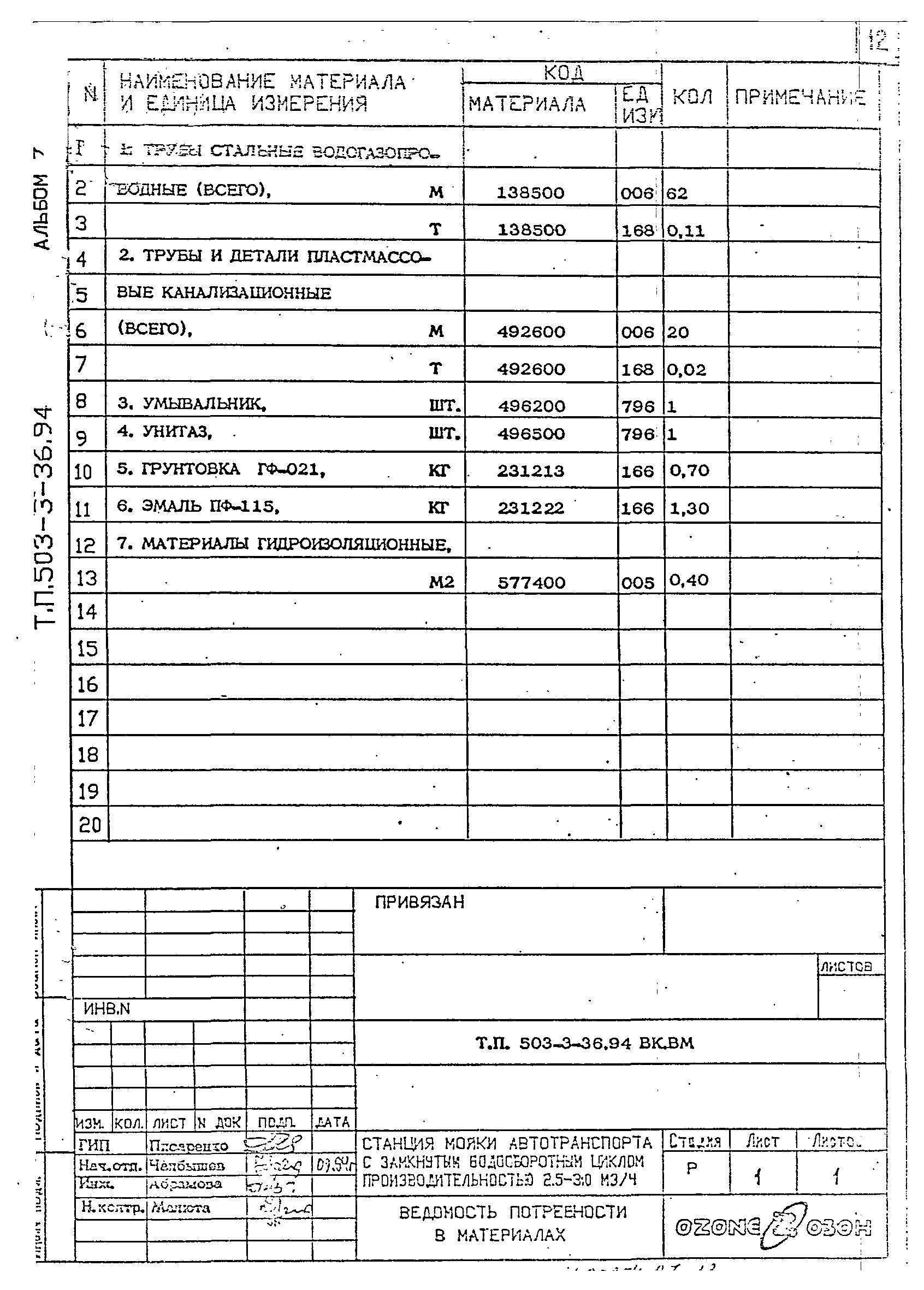 Типовой проект 503-3-36.94