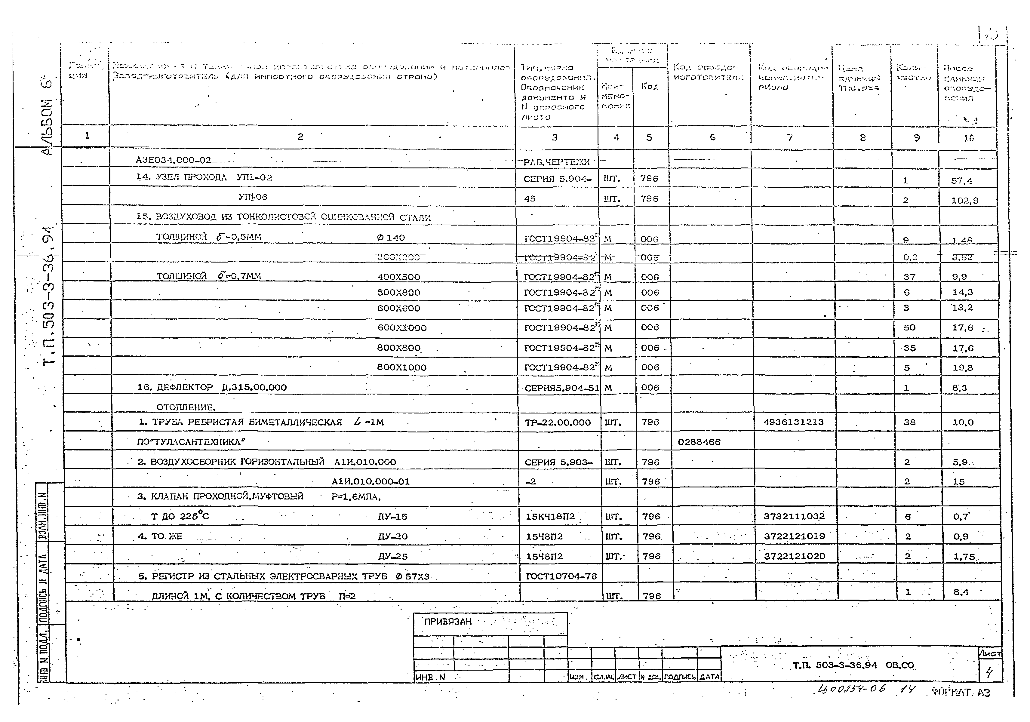 Типовой проект 503-3-36.94