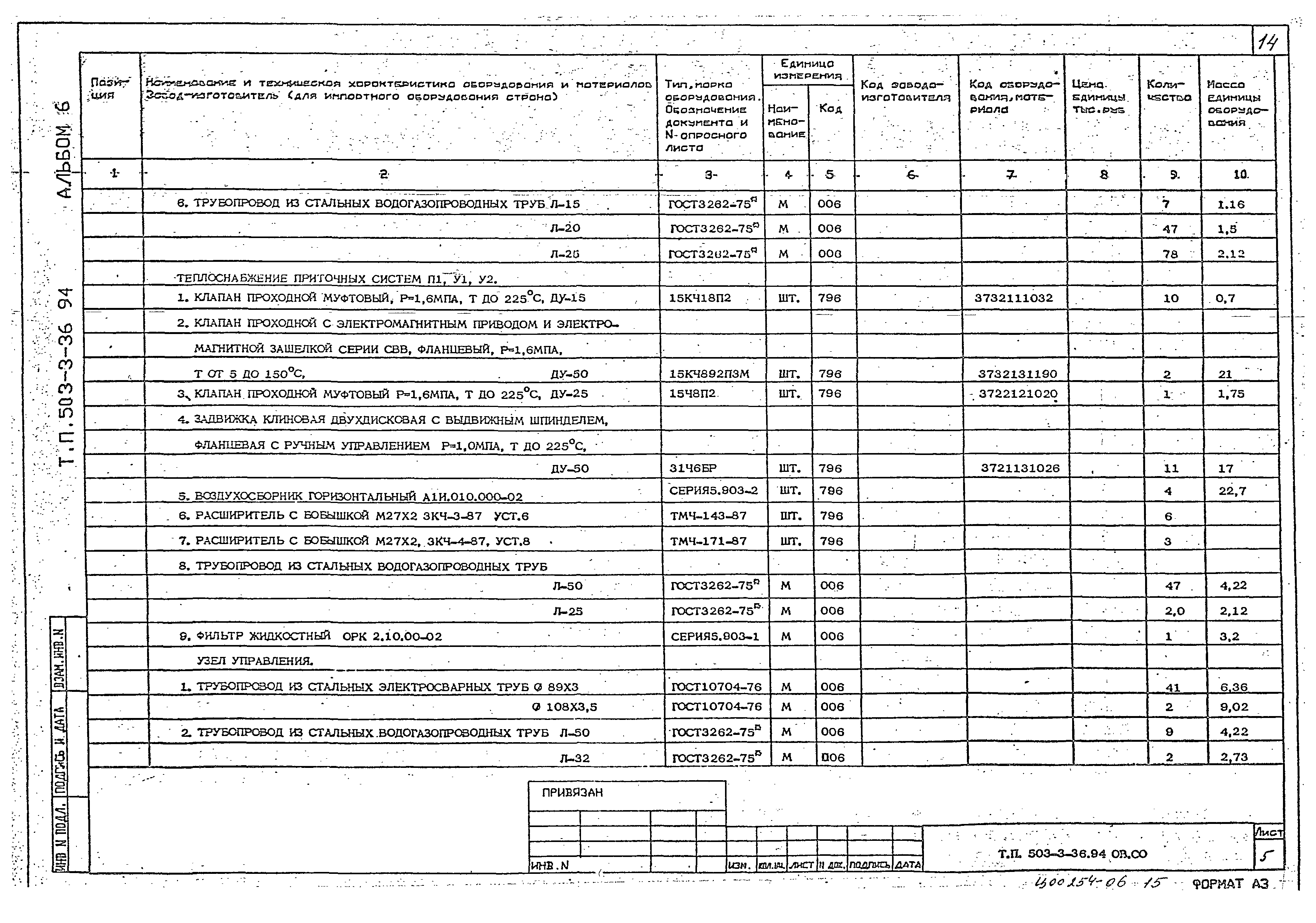 Типовой проект 503-3-36.94