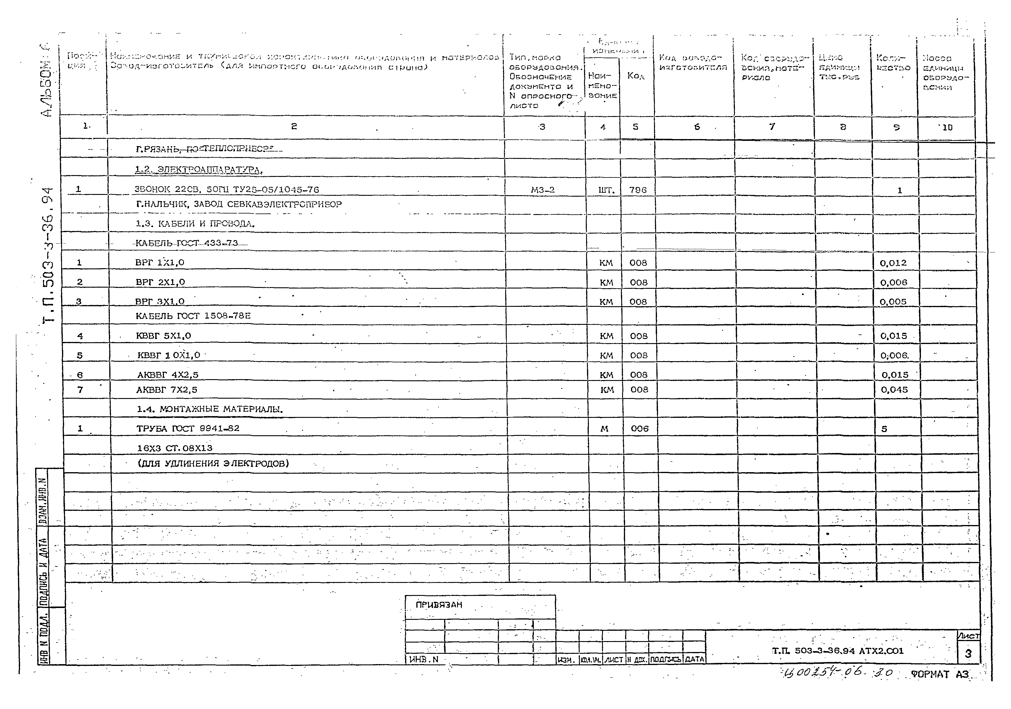 Типовой проект 503-3-36.94