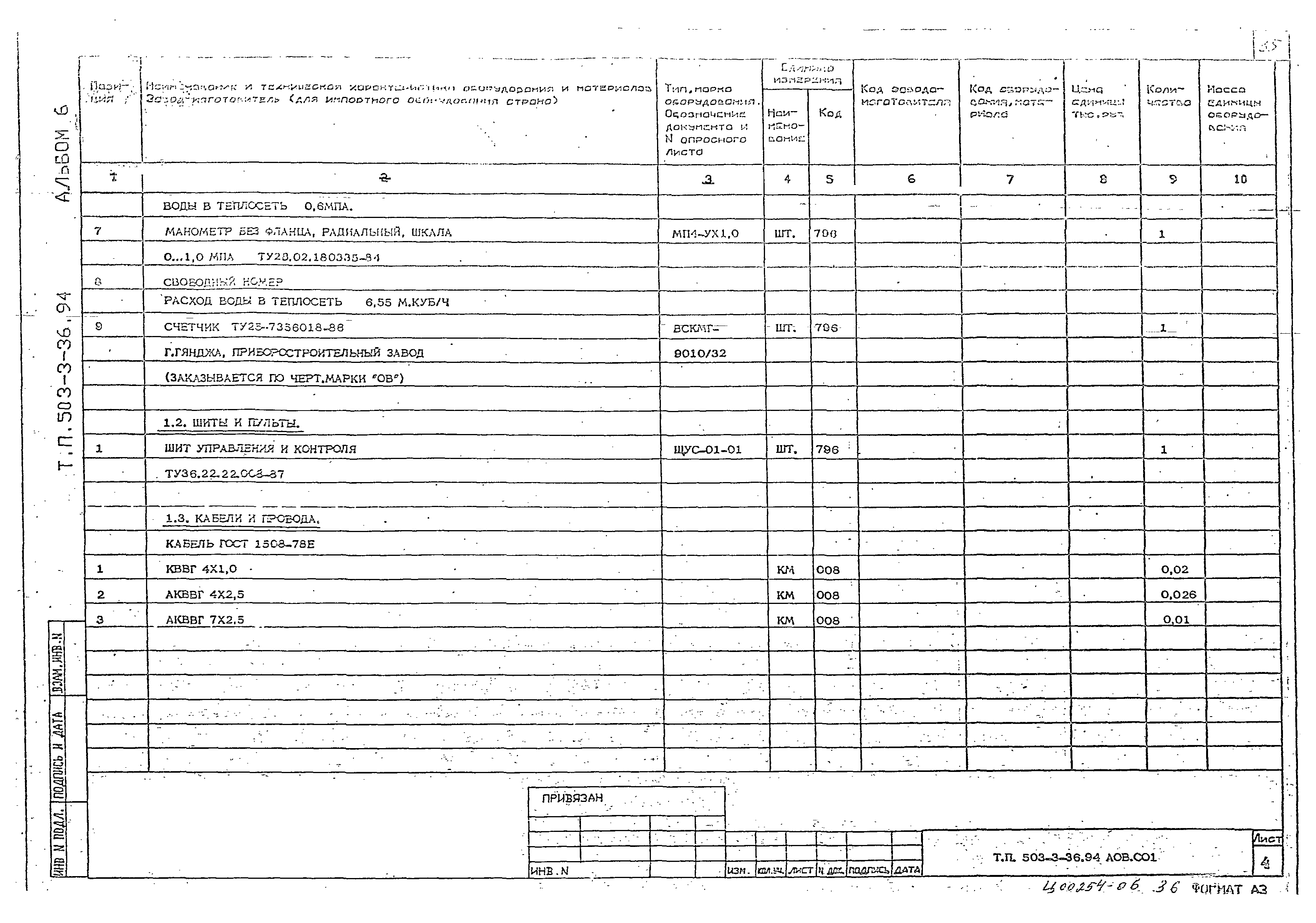 Типовой проект 503-3-36.94