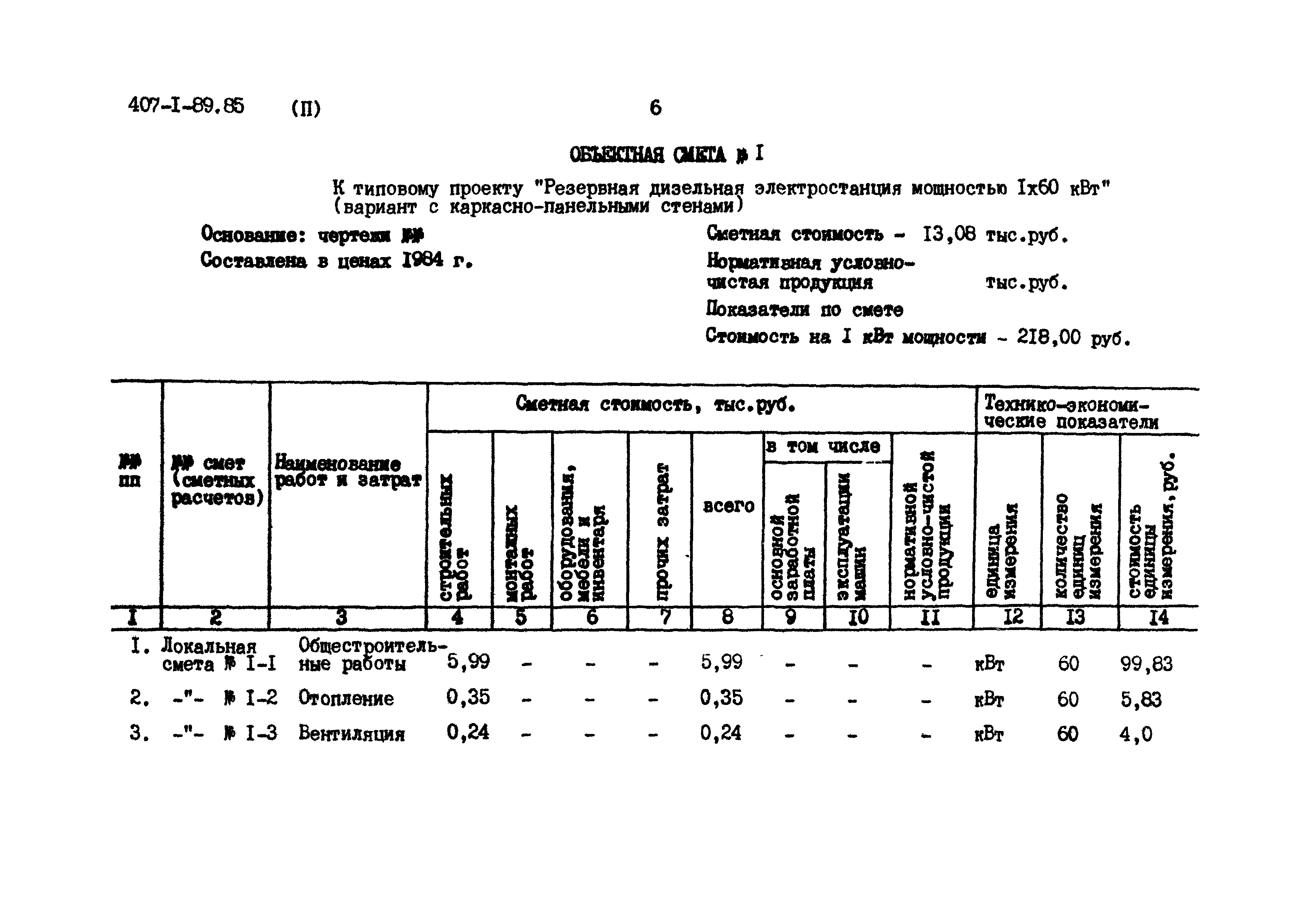 Типовой проект 407-1-89.85