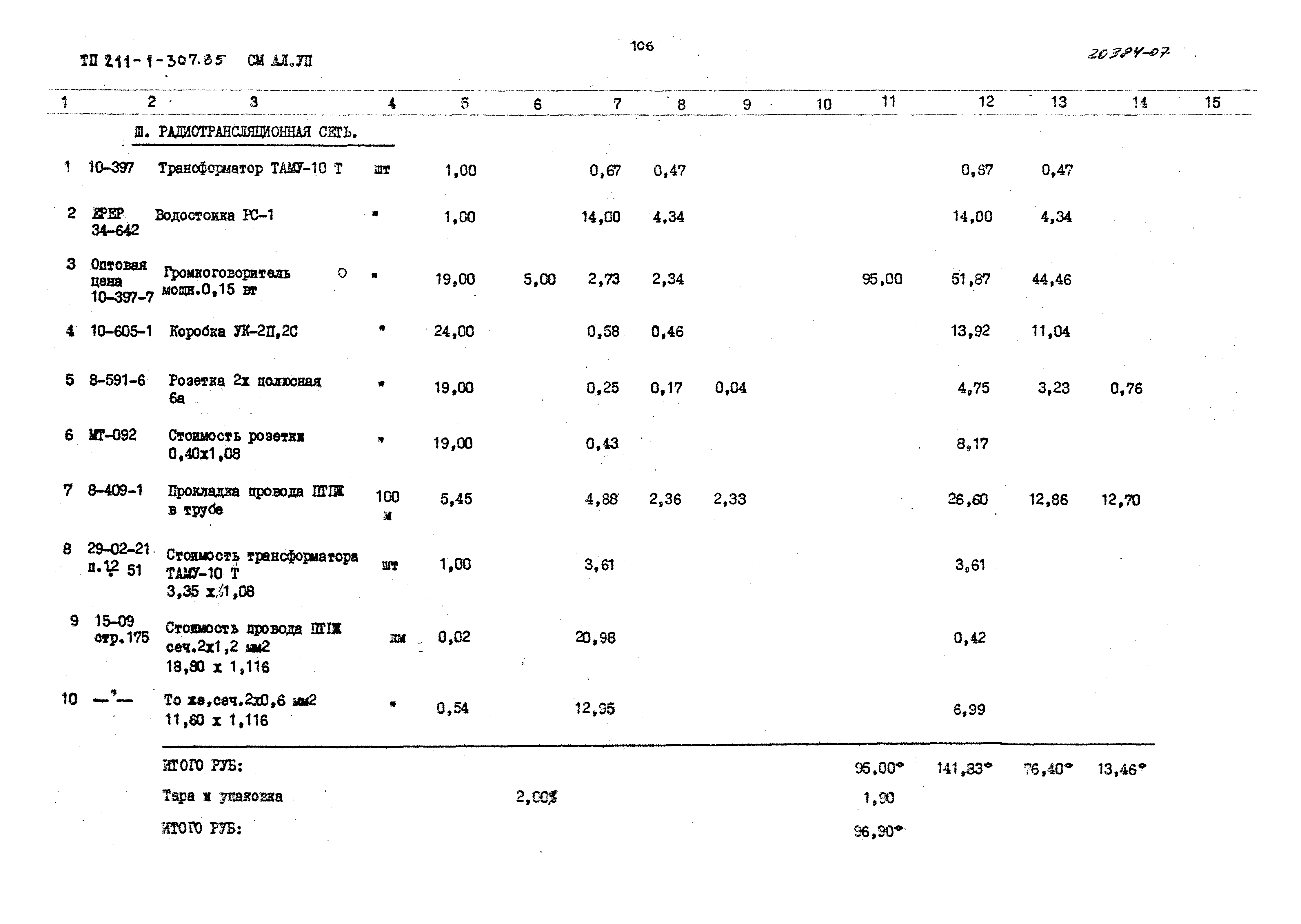 Типовой проект 211-1-307.85